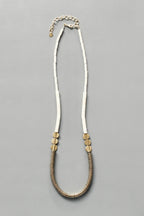 ISL126 Gold hematite and white disc necklace
