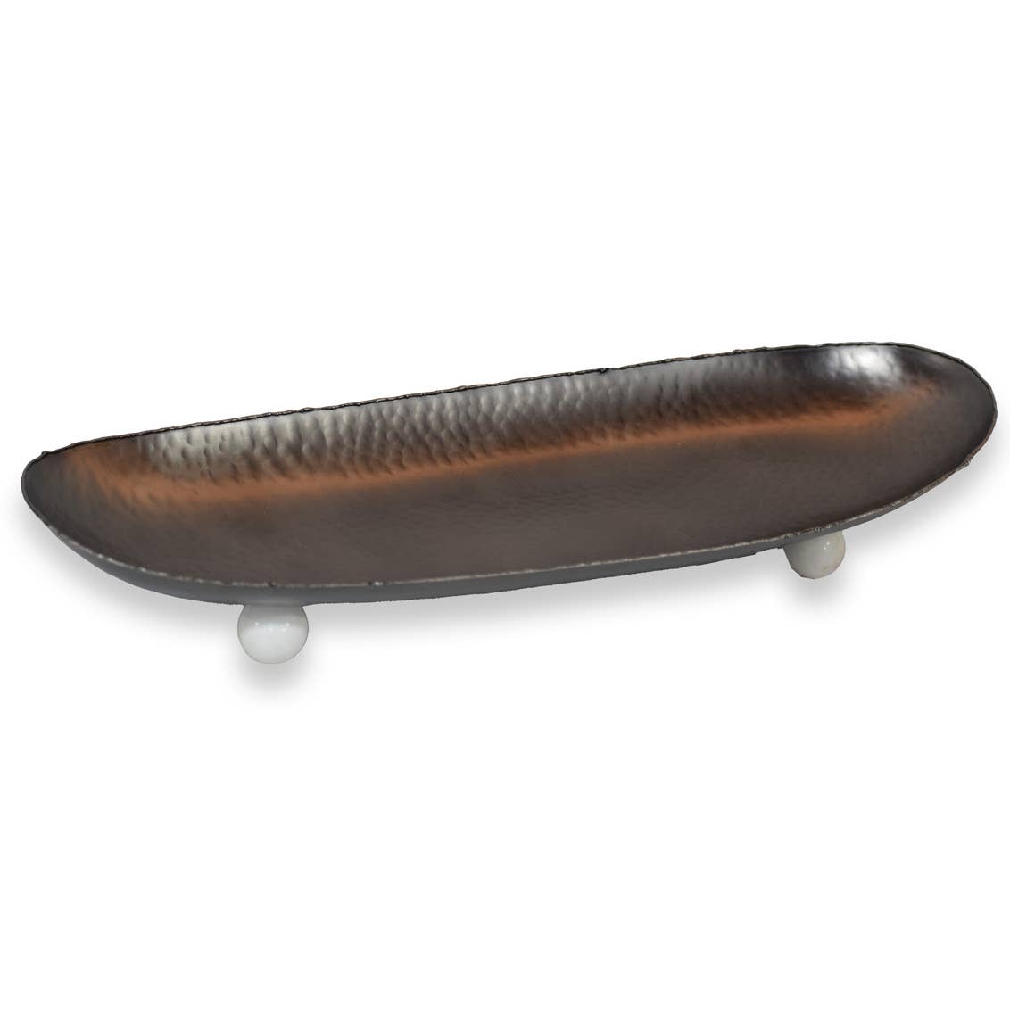 Temari Hammered Black and White Oblong Tray