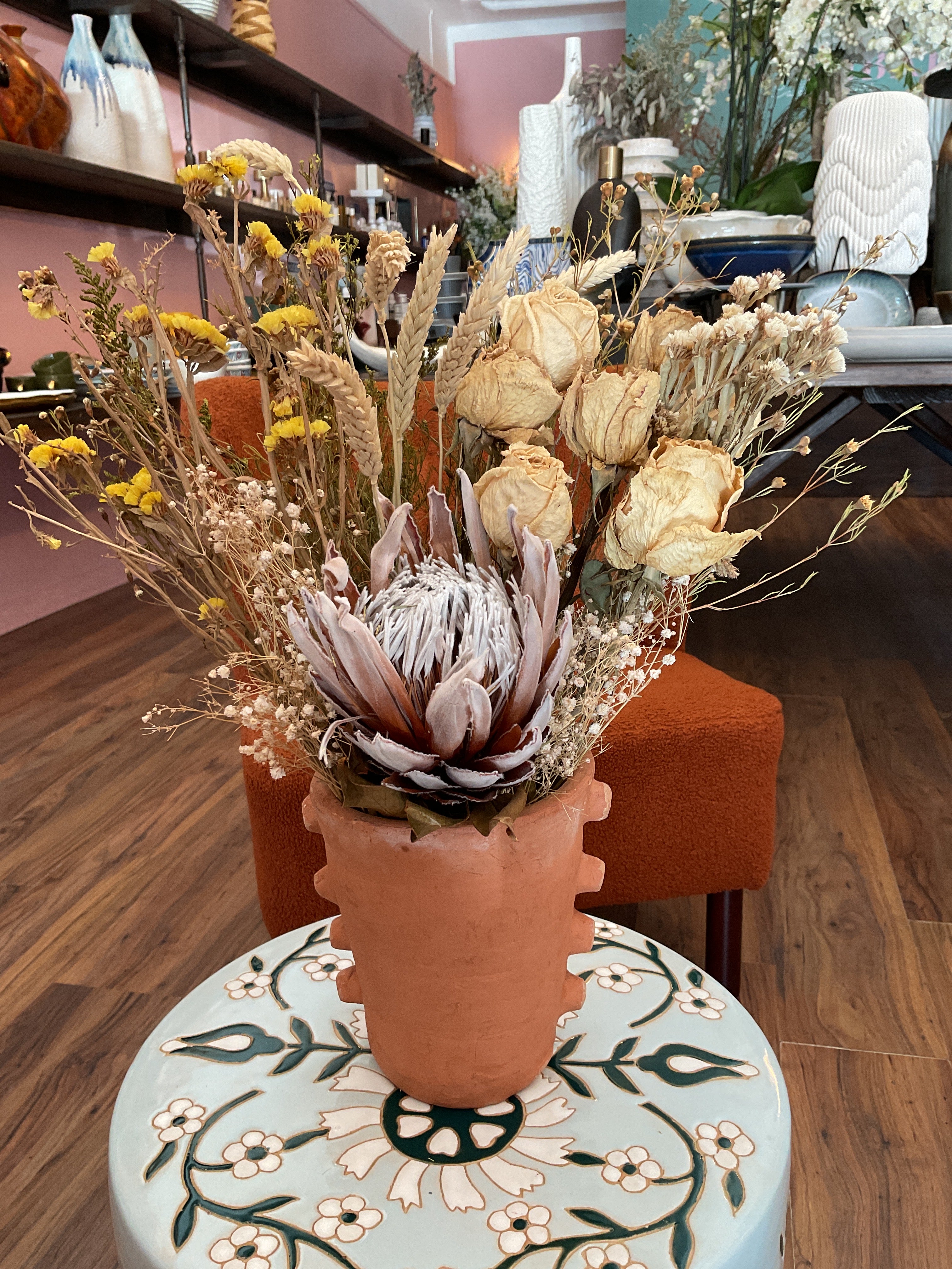 Dried Flowers in Terracotta Vase