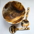 Hand Poured Resin Salad Serving Bowl - Matching Server: Serving Spoons Only