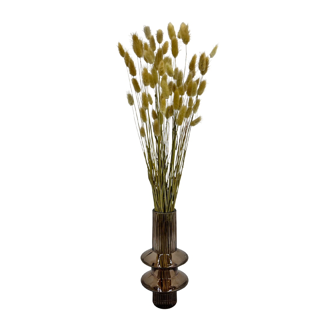 9" High Decorative Brown Modern Handmade Glass Flower Vase