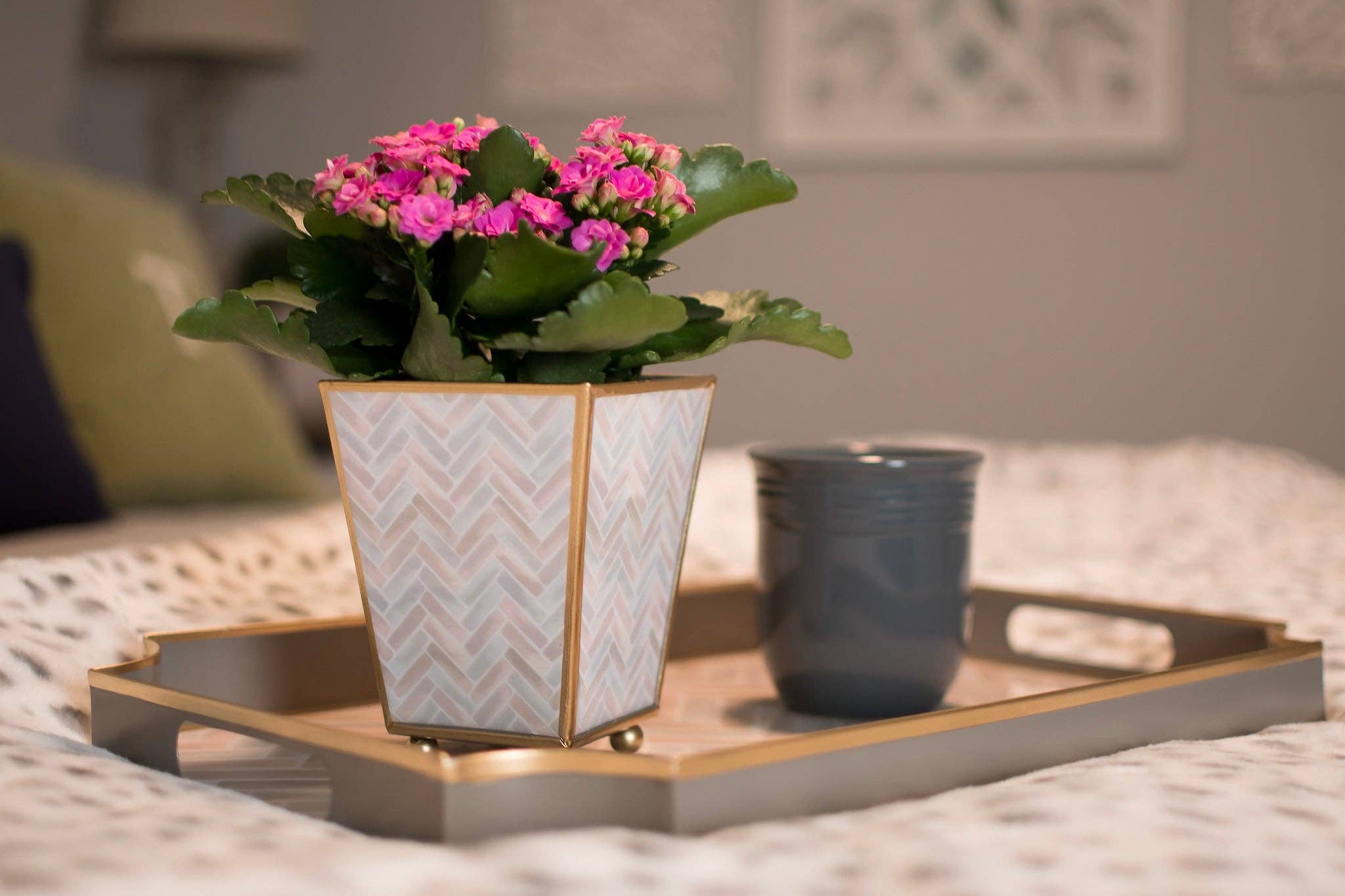 Herringbone Enameled Jaye Tray