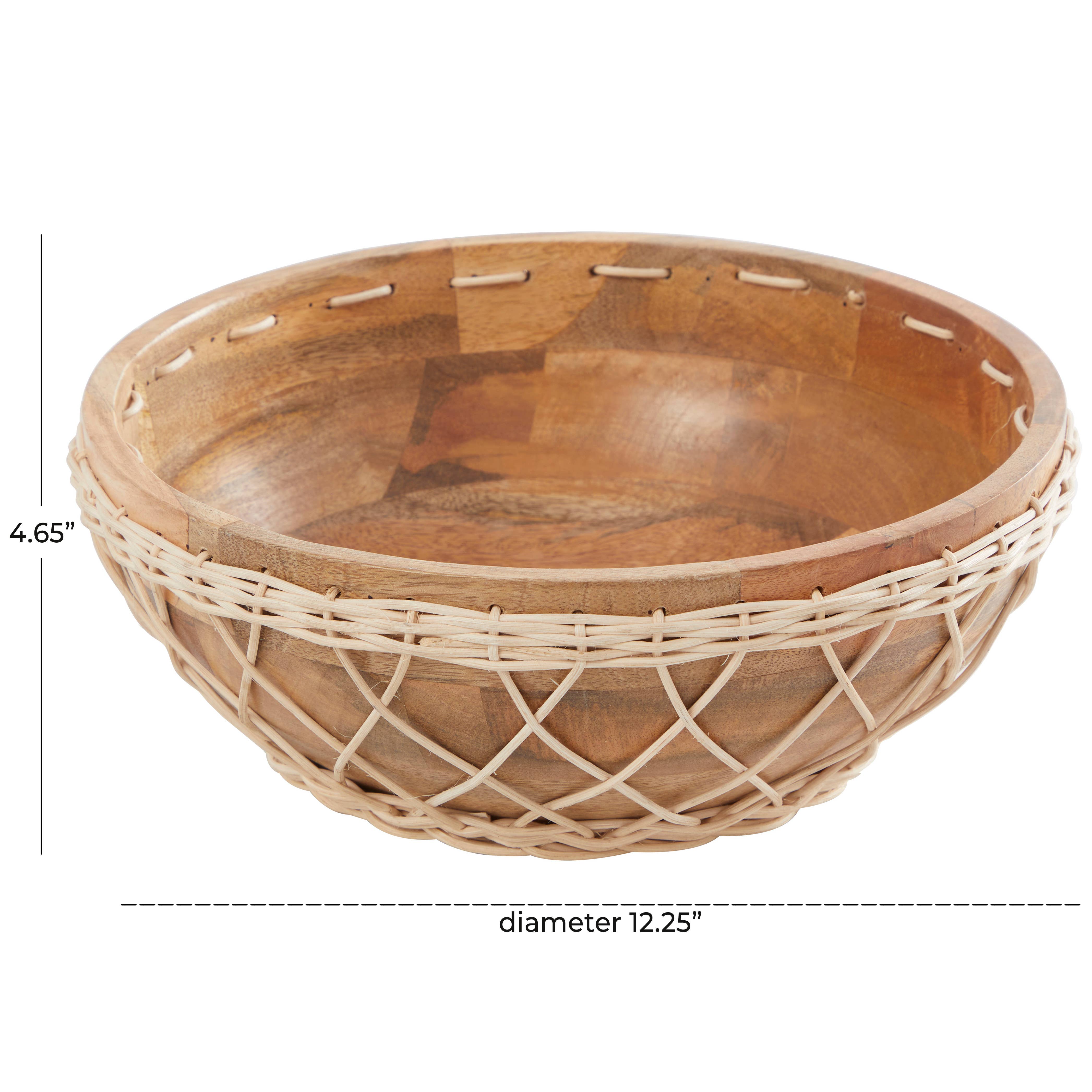 Bohemian Brown Mango Wood Decorative Bowl: Black