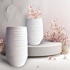 Set of Two Tall Grooved Speckled Vases | Textured Vase | Ceramic Vase | Decorative Vase |