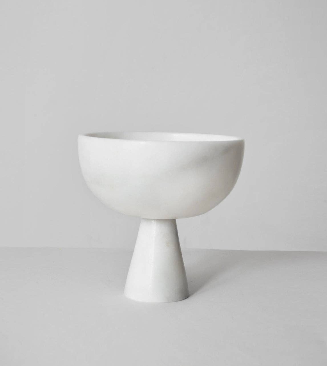 WHITE MARBLE PEDESTAL BOWL MEDIUM