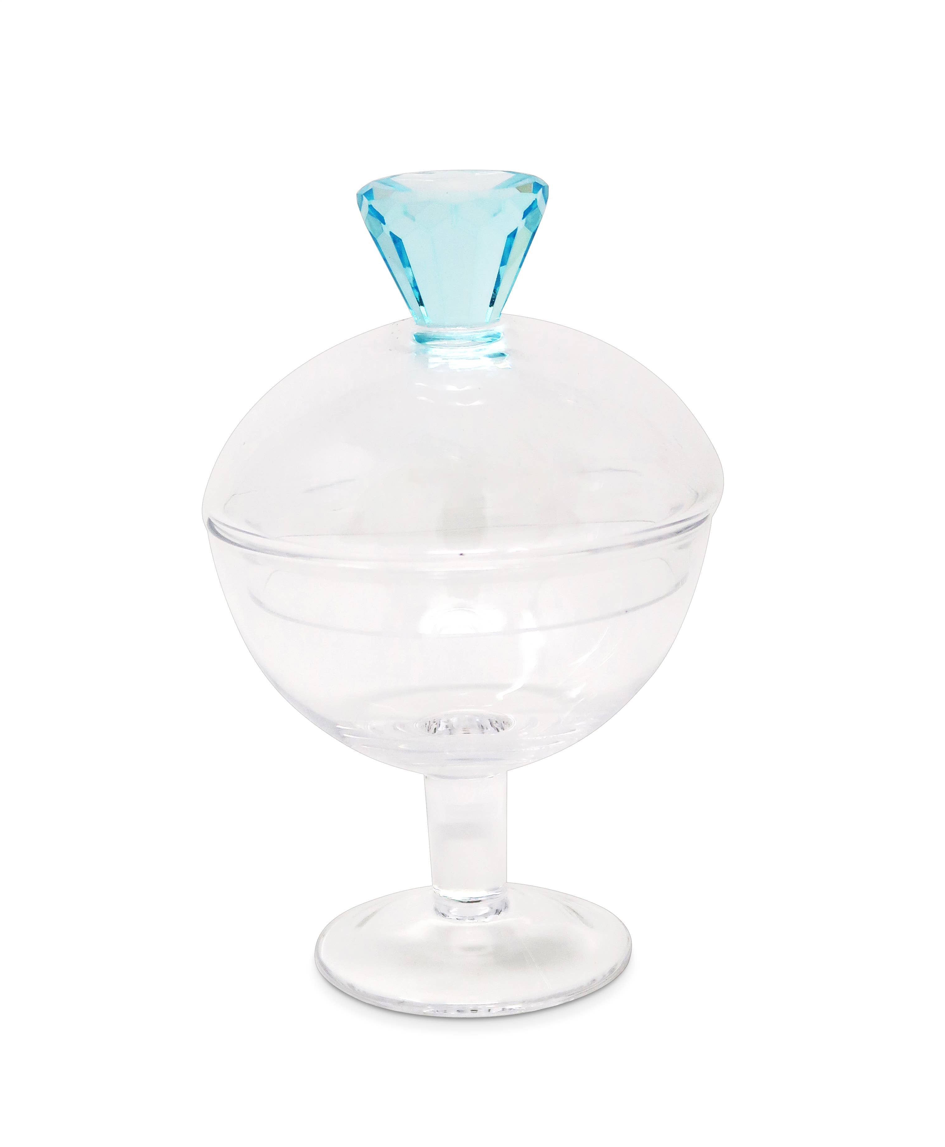 Glass Footed Jar with Colored Diamond Shaped Handle (2 sizes