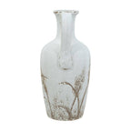 6.5x6x13.5" Pitcher Vase w/ Aged White Finish Grass Pattern