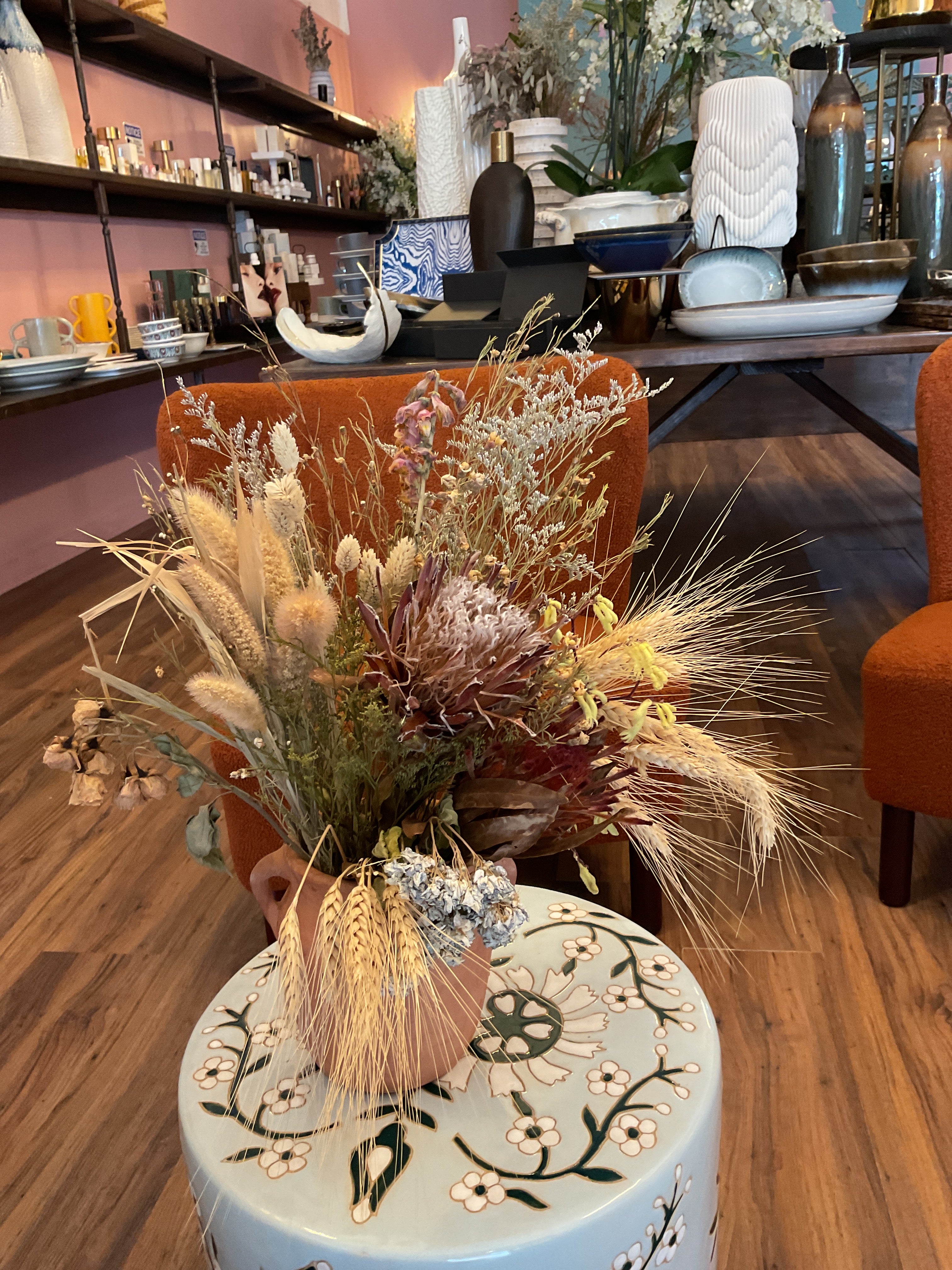 Dried Flowers in Terracotta Vase