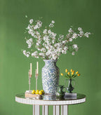 6.5x5x10" Pedestal Vase w/ Handles & Green Electroplating