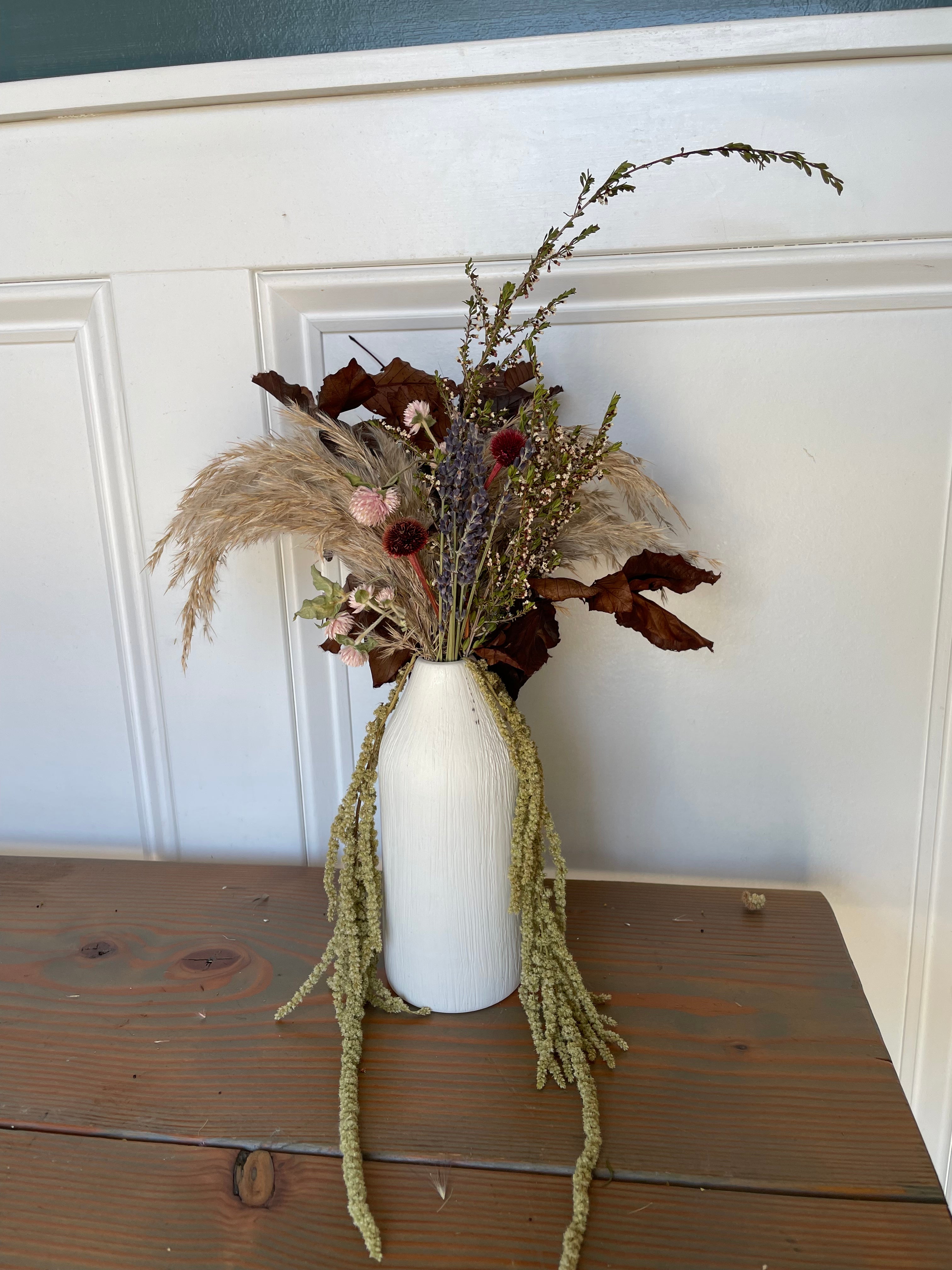 Dried Flowers in White Vase