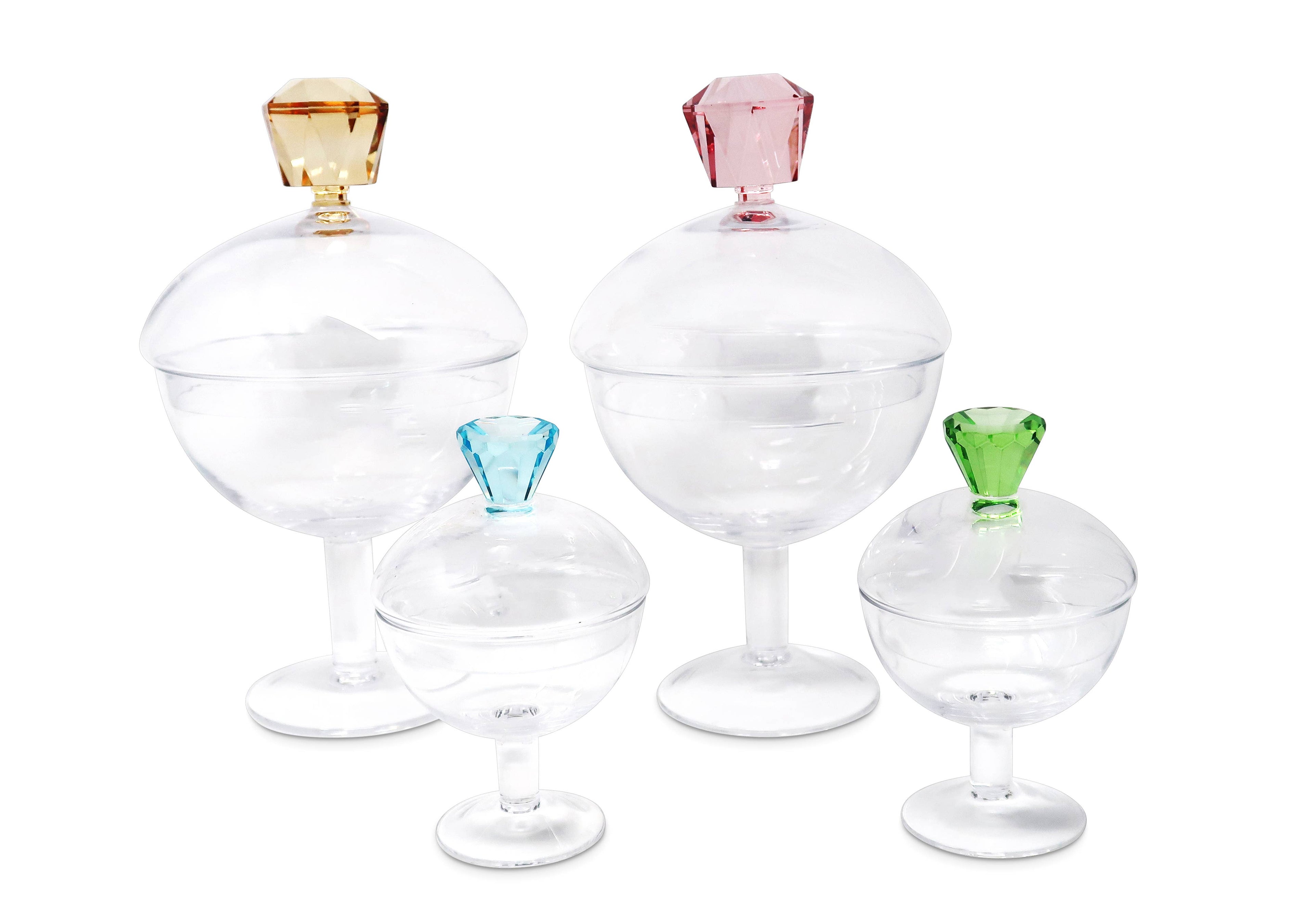Glass Footed Jar with Colored Diamond Shaped Handle (2 sizes