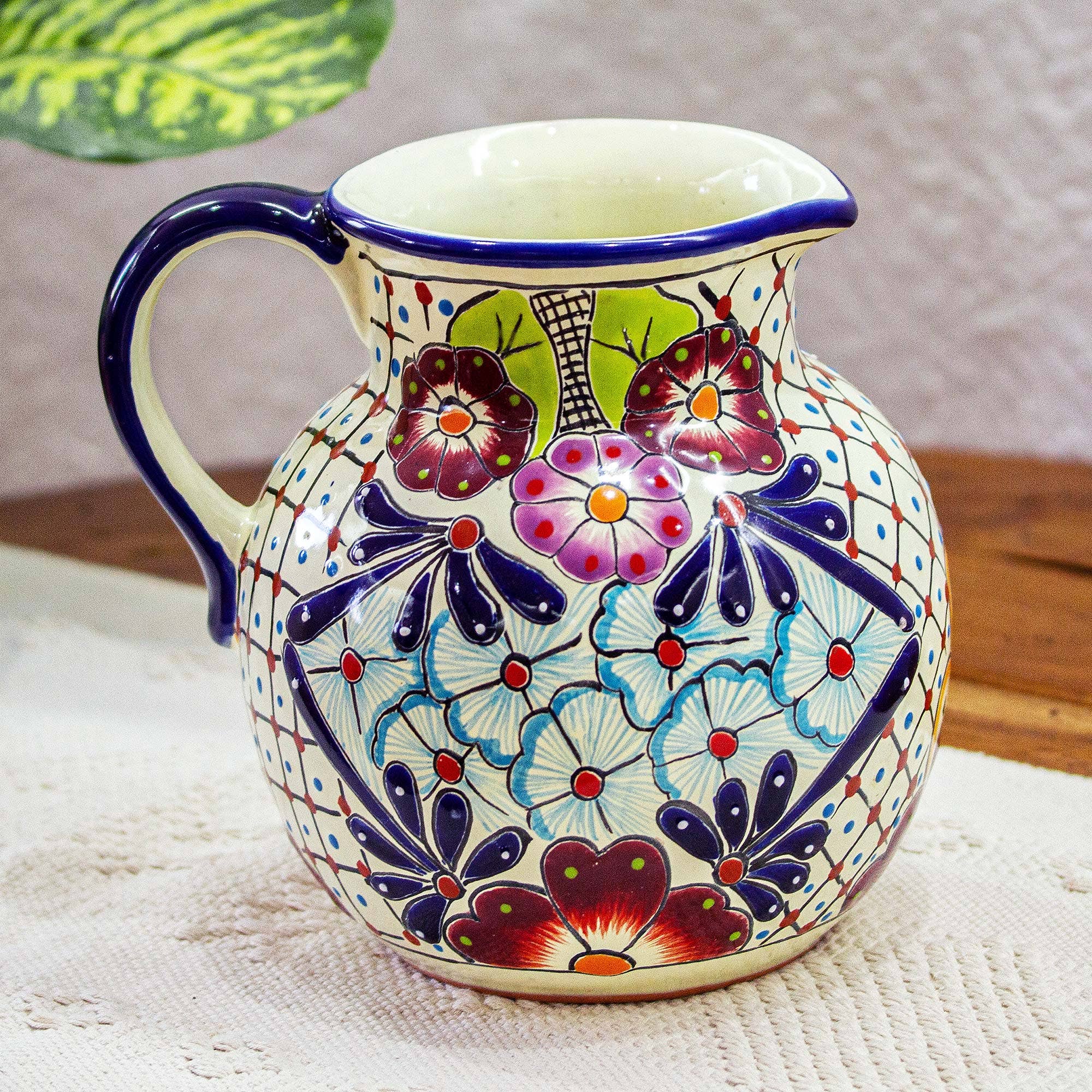 Novica Handmade Colors Of Mexico Ceramic Pitcher