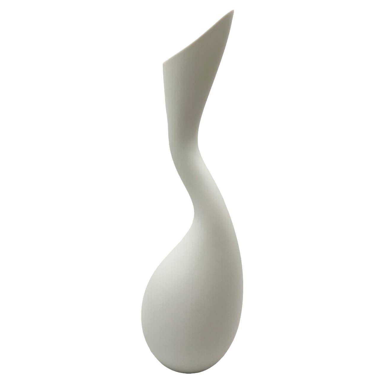 14" High Modern Ceramic Vase in White