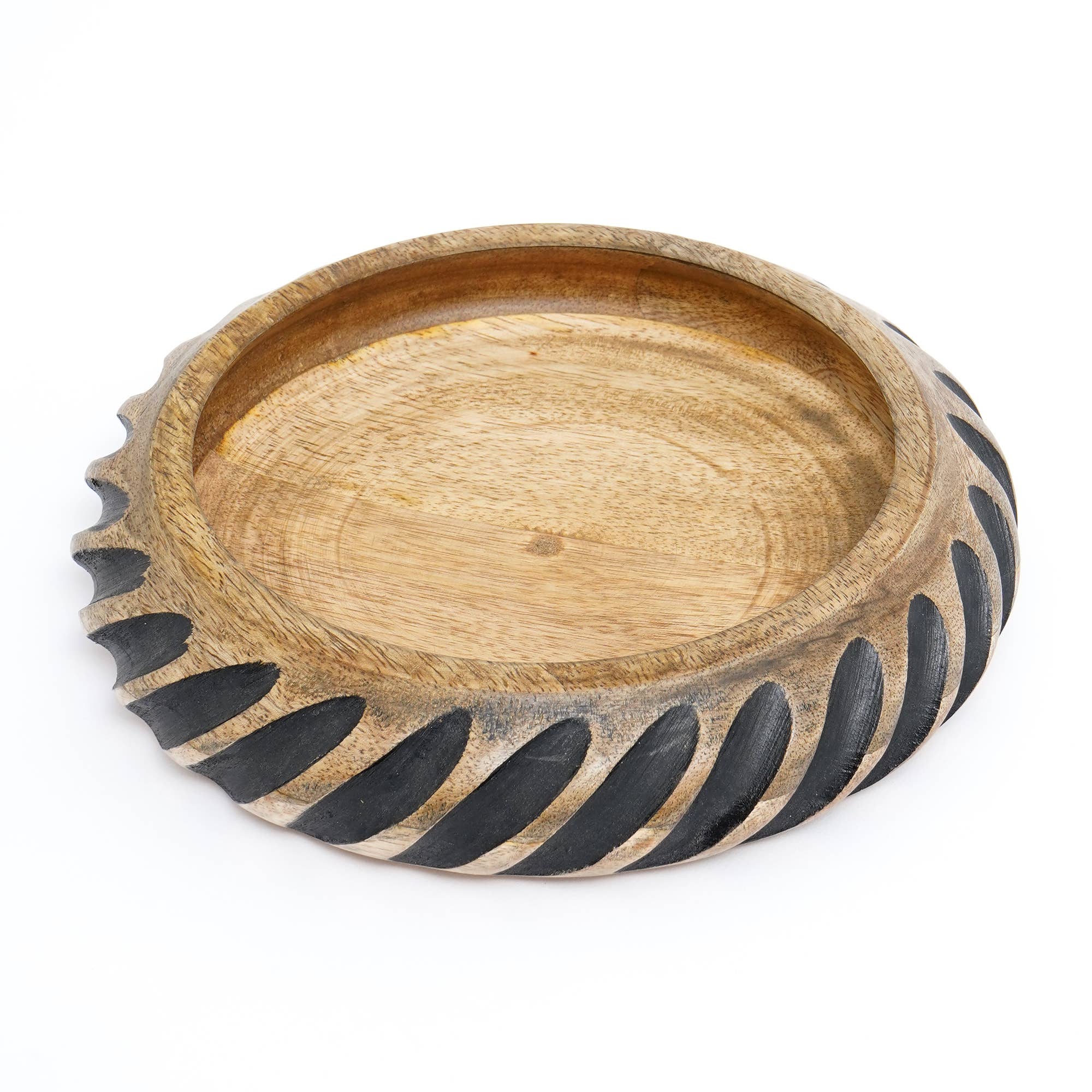 Futuristic Hand Carved Wooden Serving Bowl - 15"