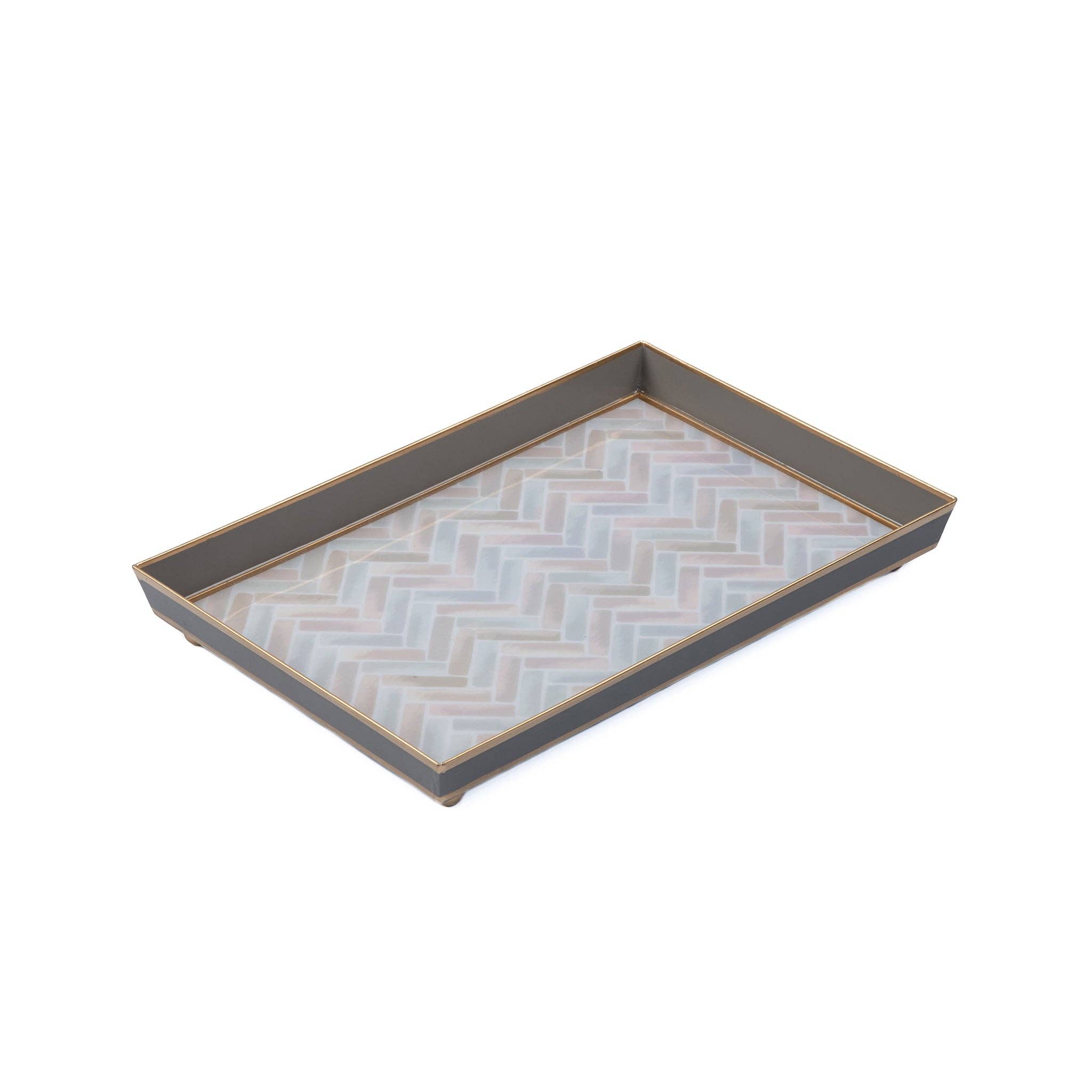 Herringbone Enameled Oliver Tray 8x12