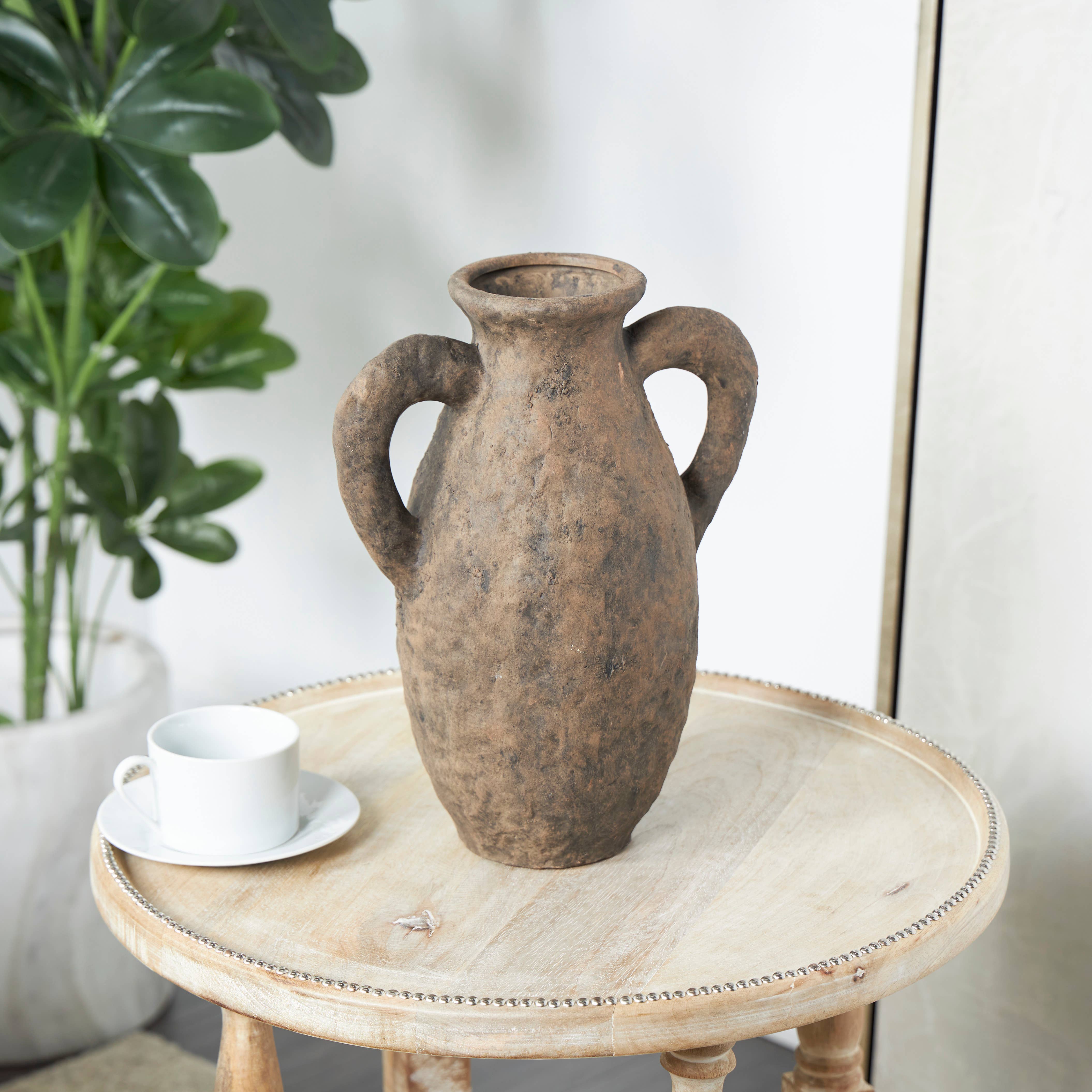 Rustic Dark Brown Ceramic Vase