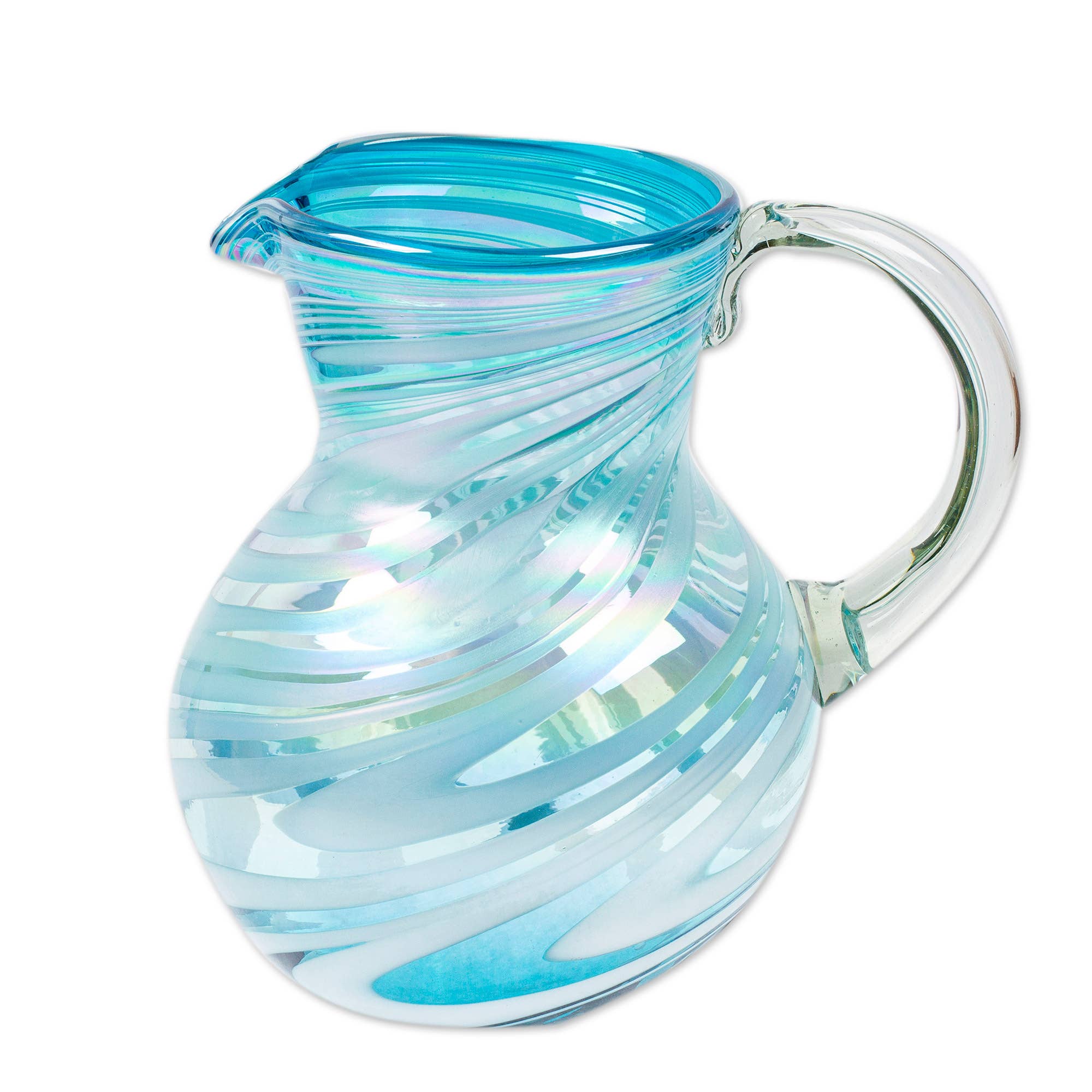 Novica Handmade Waves Of Sophistication Handblown Pitcher