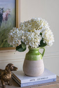 6x5.5x8" Terracotta Jug Vase w/ Green Glaze & Natural Tan