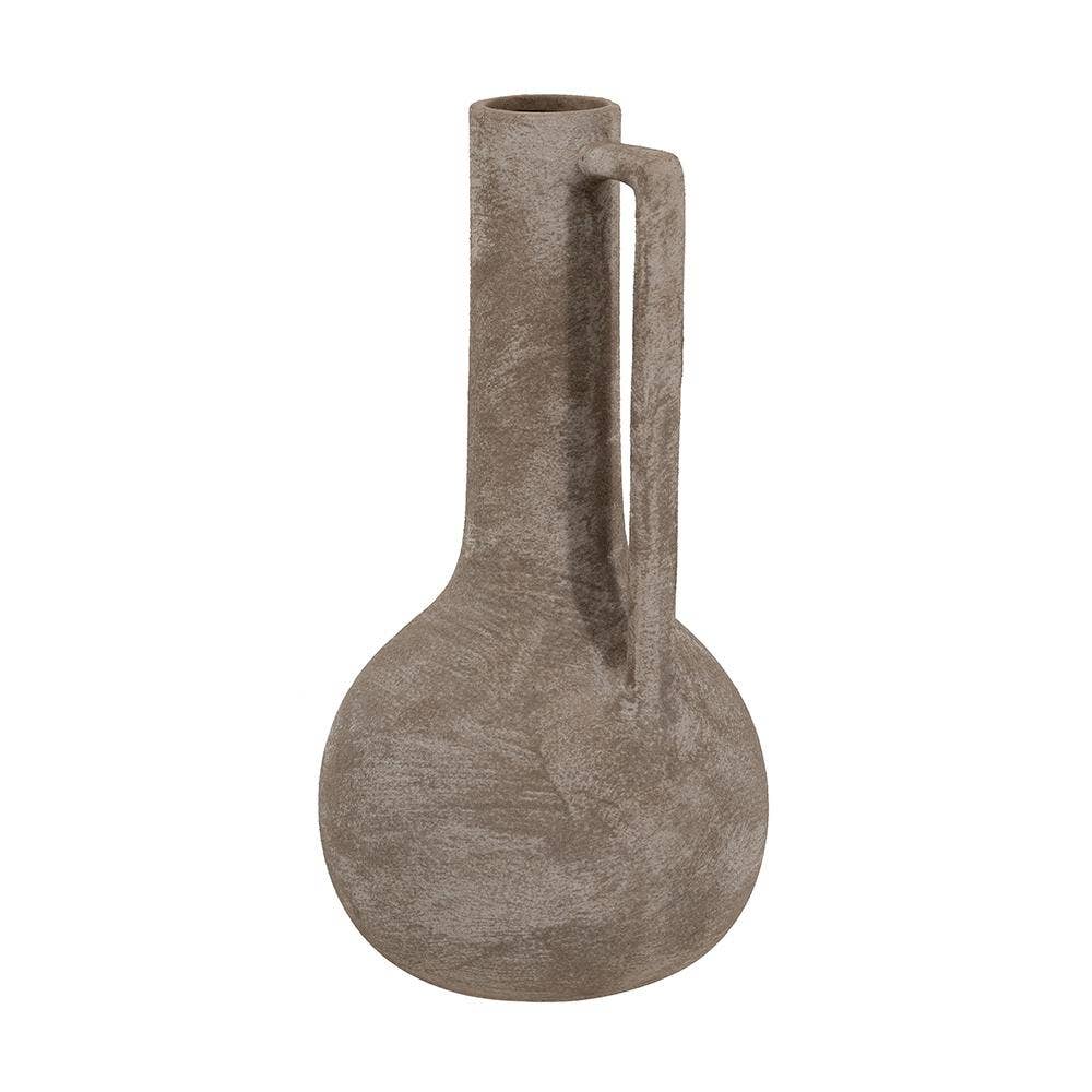 7x7x13.5" Terracotta Jug Vase with Weathered Gray Finish