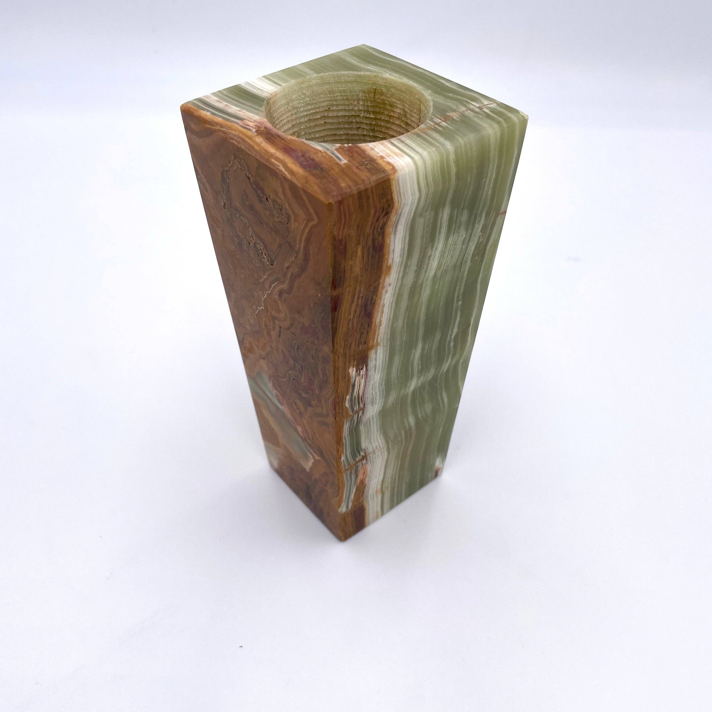 6" Square Vase - Marble and Onyx: Black and Gold Marble