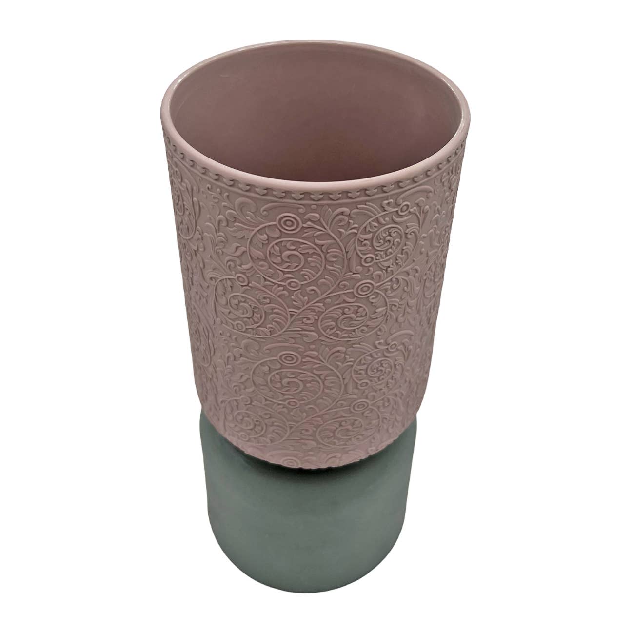 12" High Modern Ceramic Vase: Pink