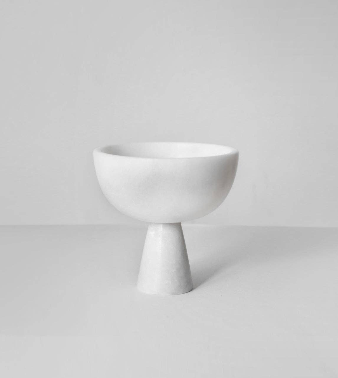 WHITE MARBLE PEDESTAL BOWL SMALL