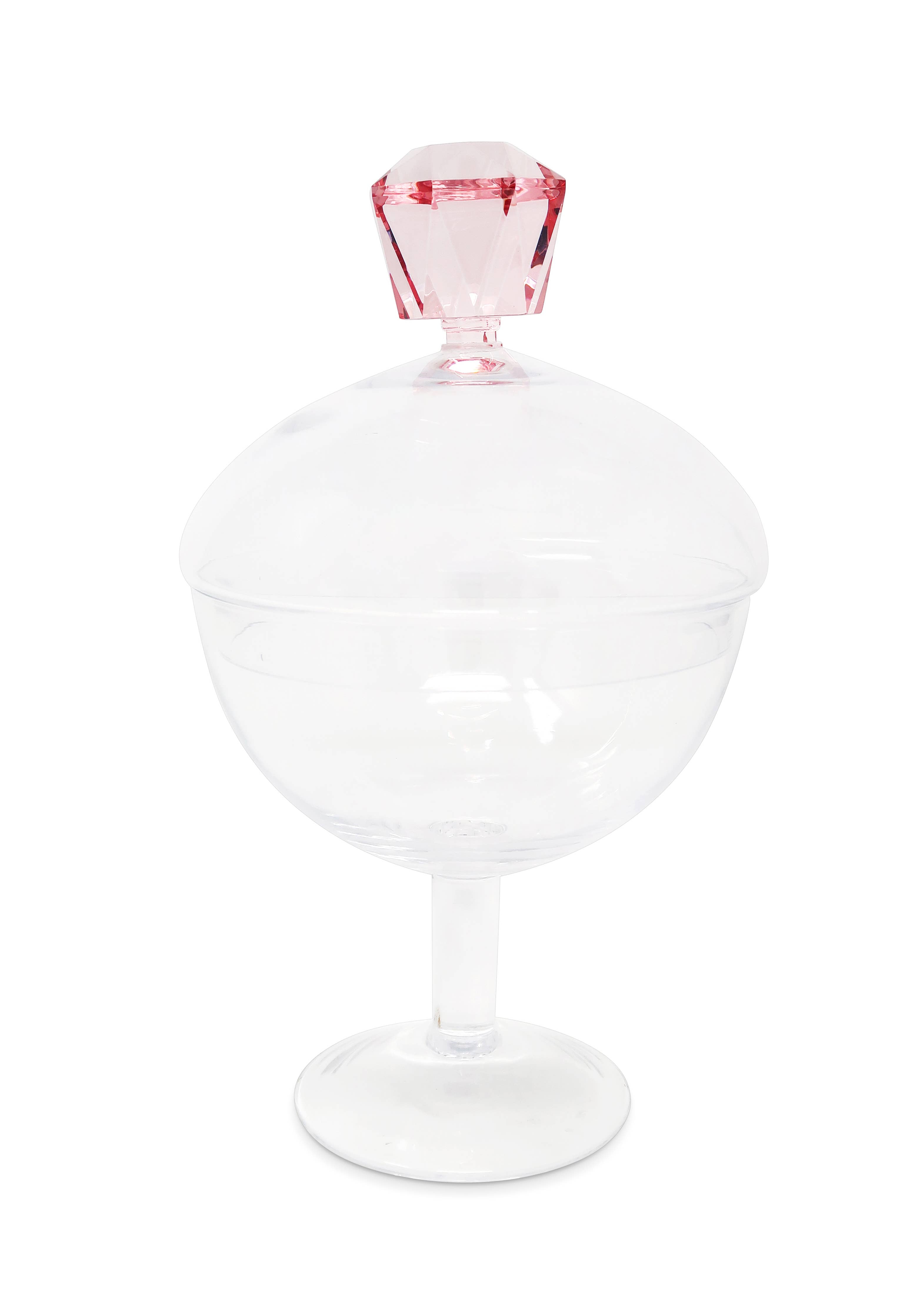 Glass Footed Jar with Colored Diamond Shaped Handle (2 sizes