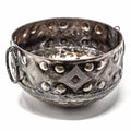 11.5" x 8 " Hammered Metal Bowl With Round Handles
