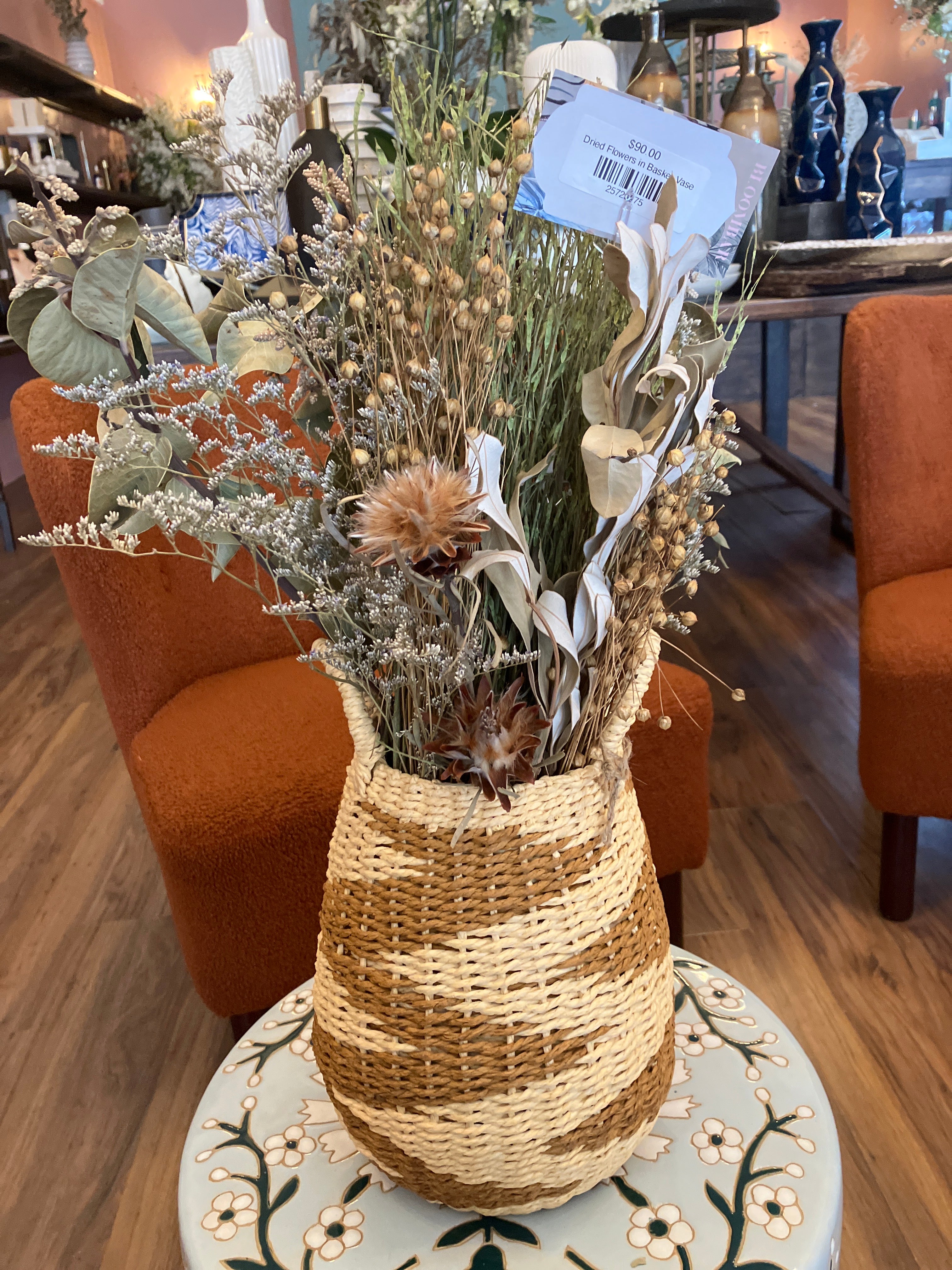 Dried Flowers in Woven Vase