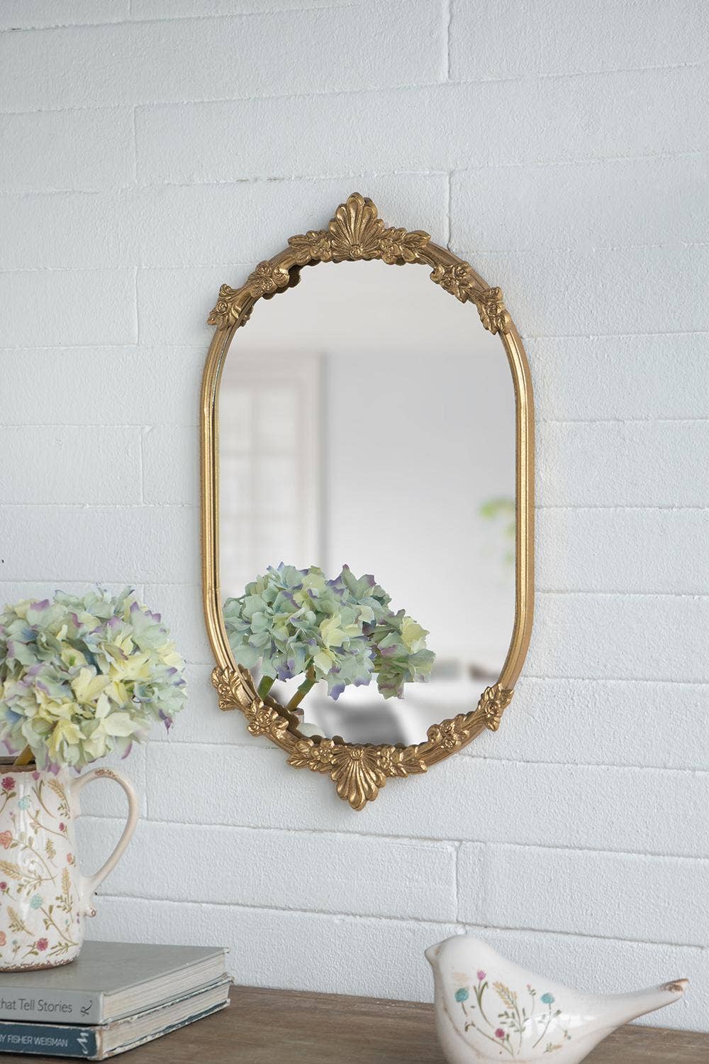 22.5x13.5x1" Mirror Tray w/ Gold Iron Frame Intricate Floral
