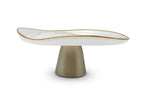 Organic Shaped Footed Cake Glass Plate with Gold