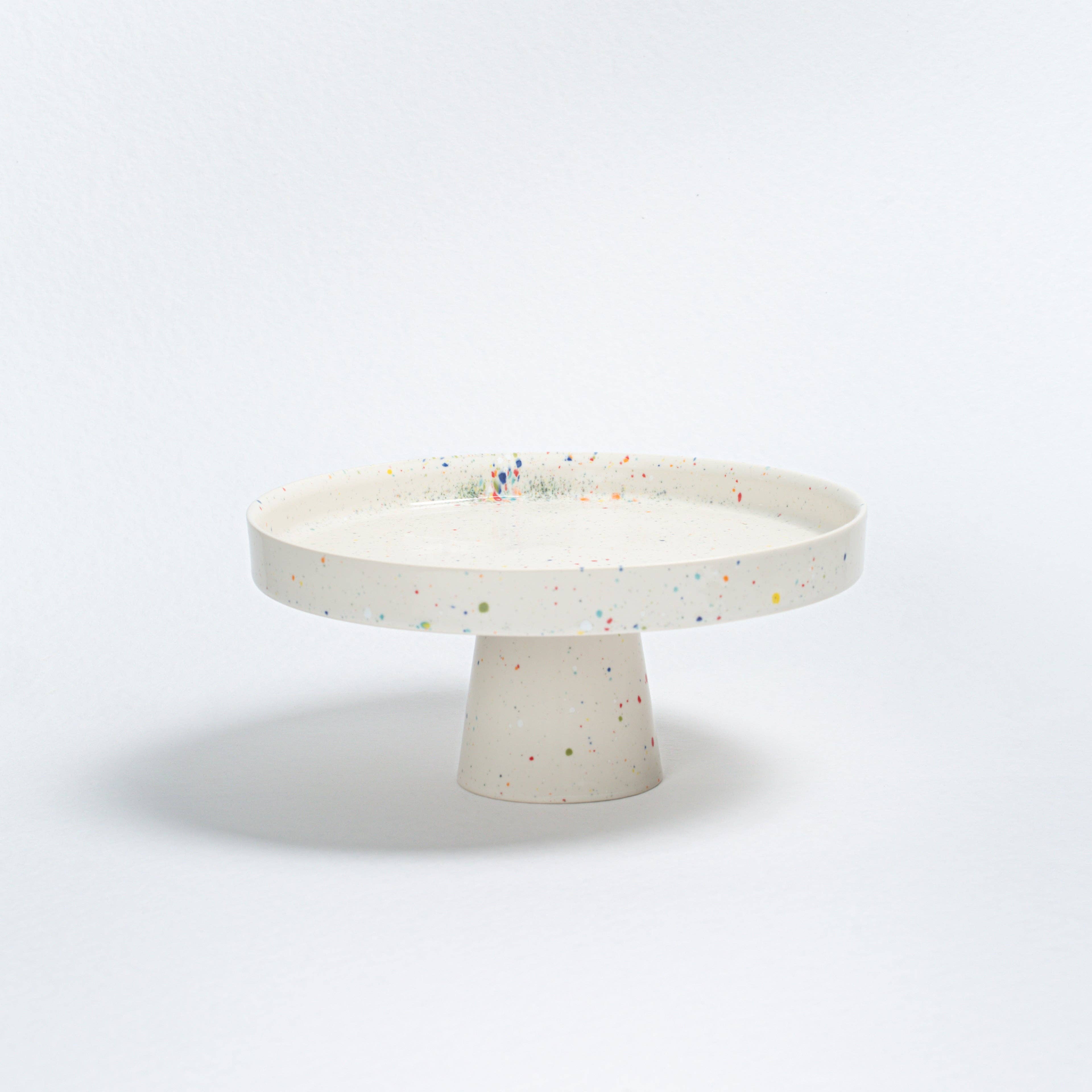 White Cake Stand 11" stoneware ceramic