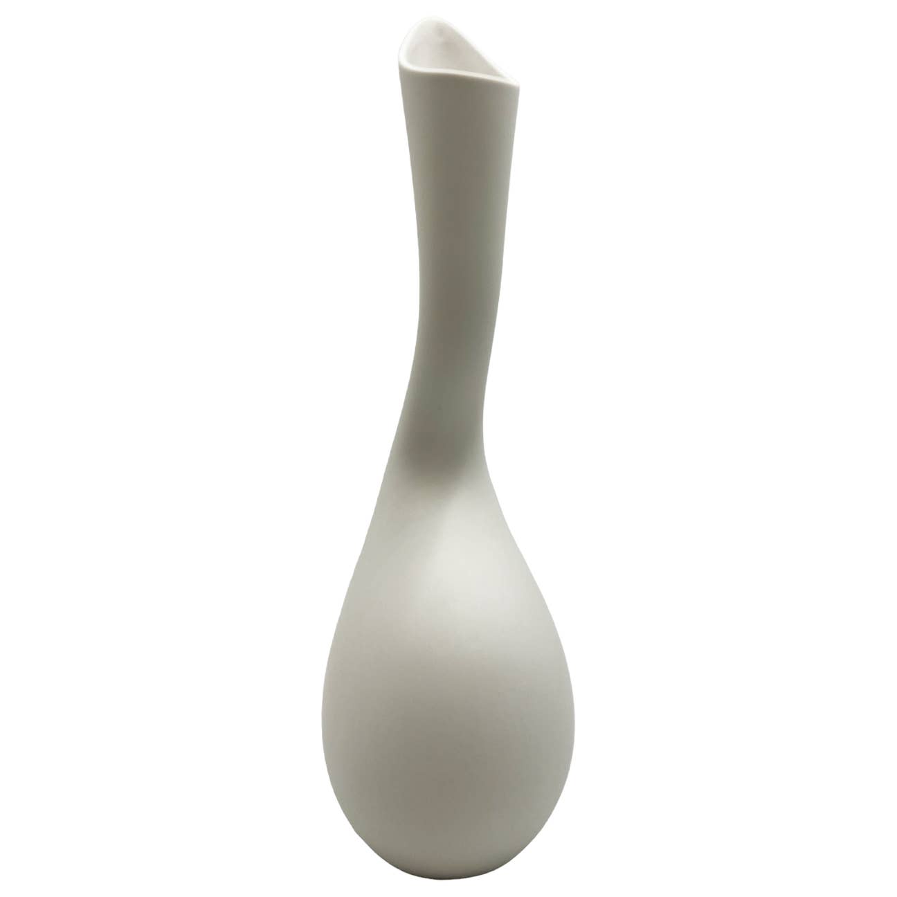 14" High Modern Ceramic Vase in White