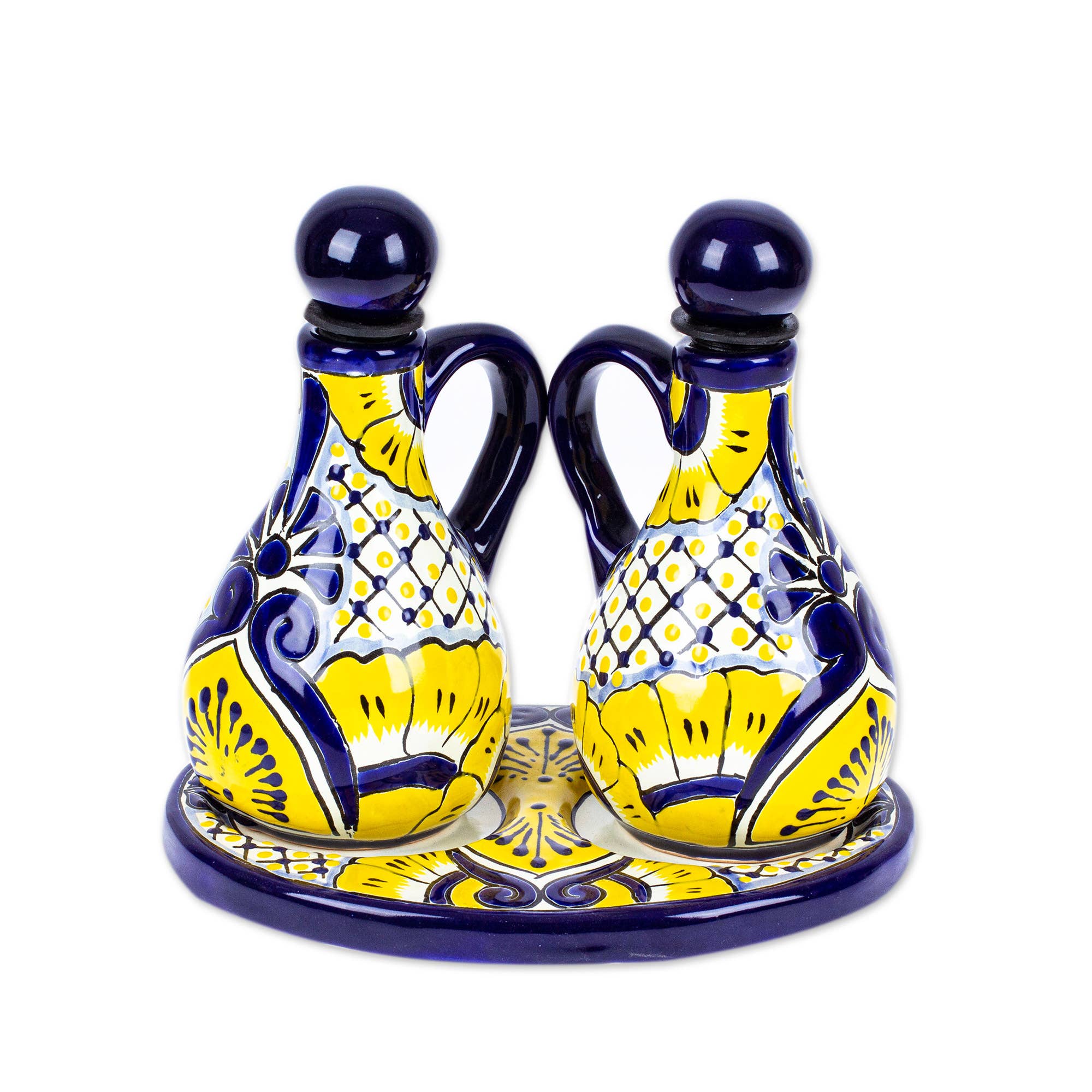 Novica Handmade Sunny Salad Ceramic Cruet Set (3 Pieces)