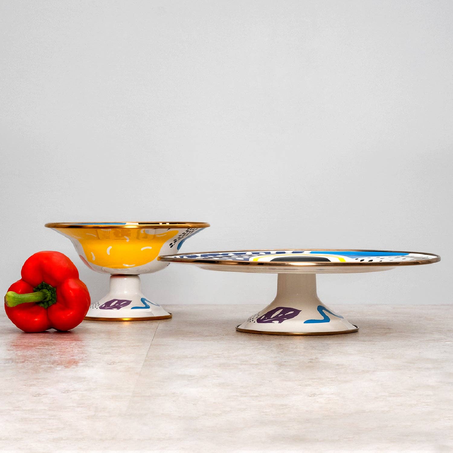 Enamel Footed Cake Stand