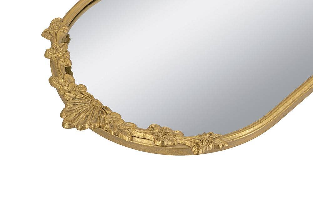 22.5x13.5x1" Mirror Tray w/ Gold Iron Frame Intricate Floral