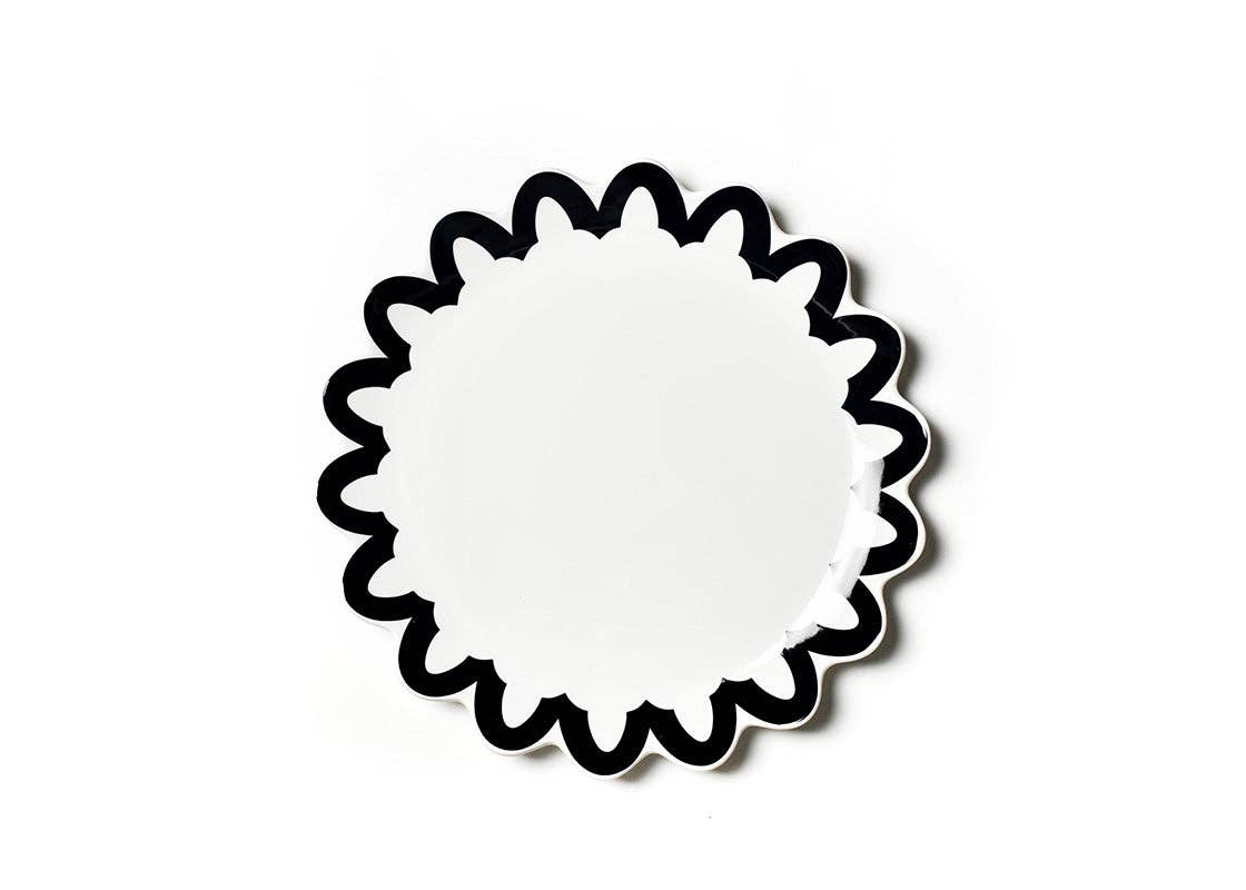 Black Arabesque Trim Scallop Edge Platter