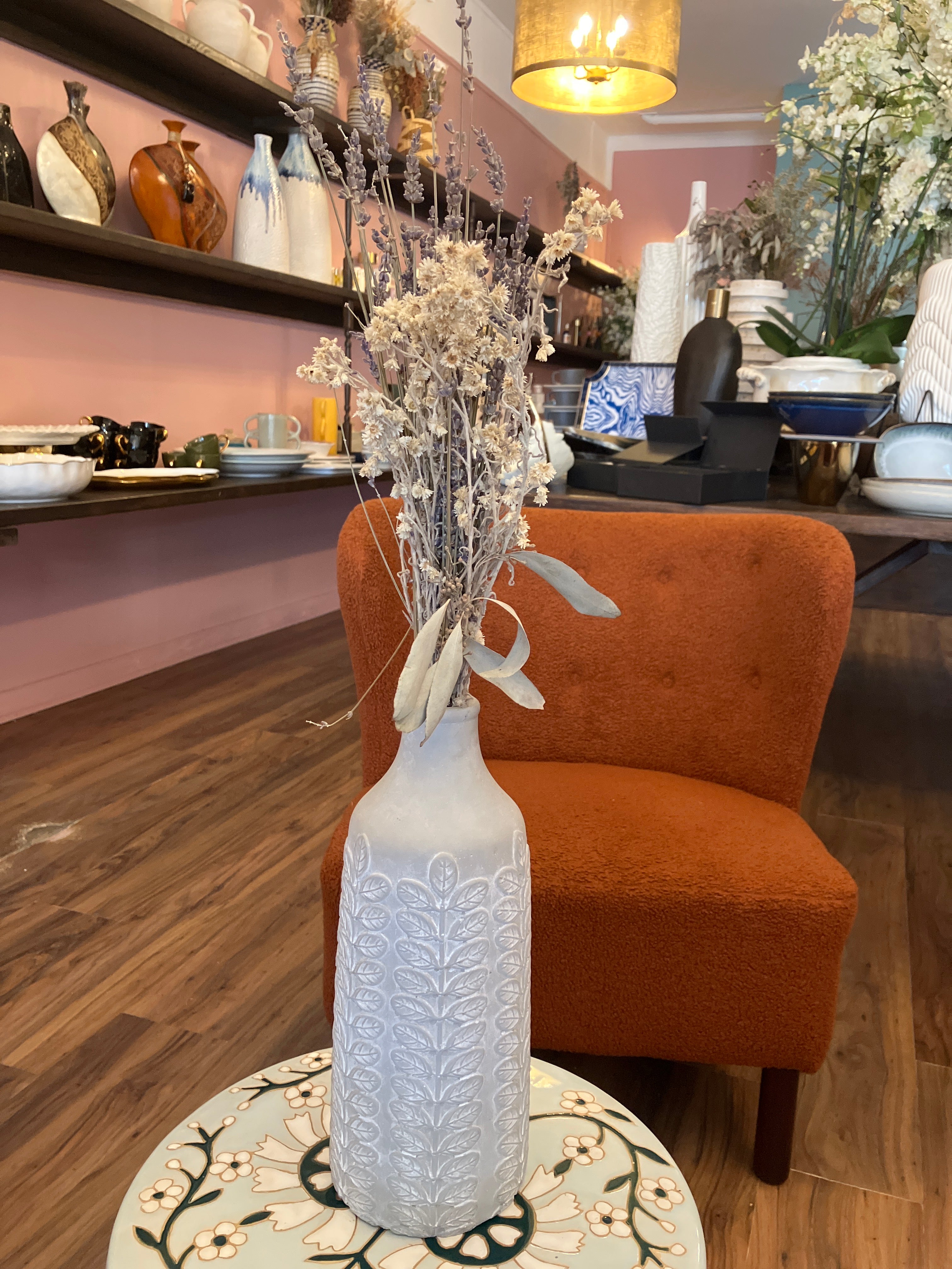 Dried Flowers in Gray Vase