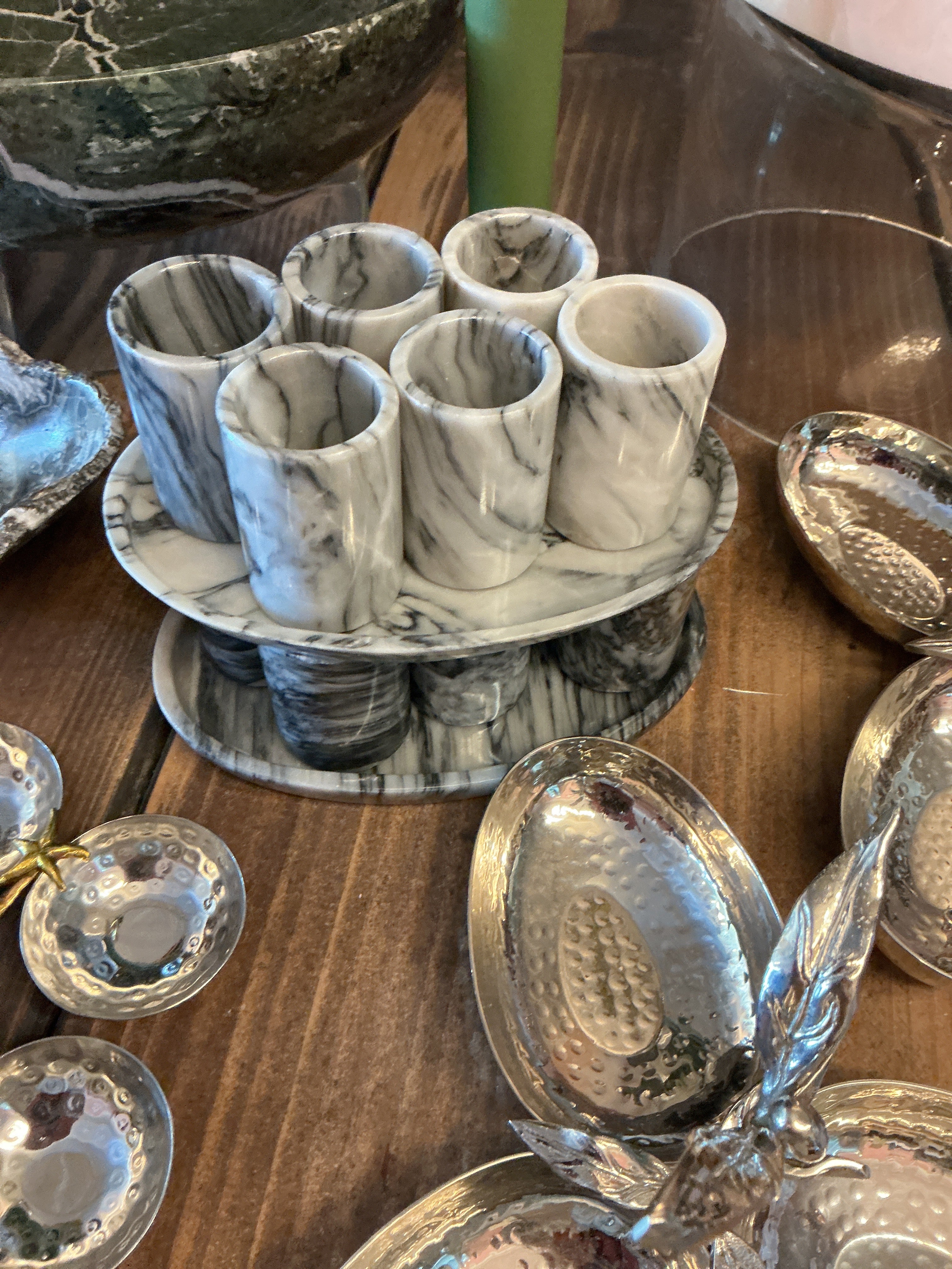 shot glass set: marble/ onyx