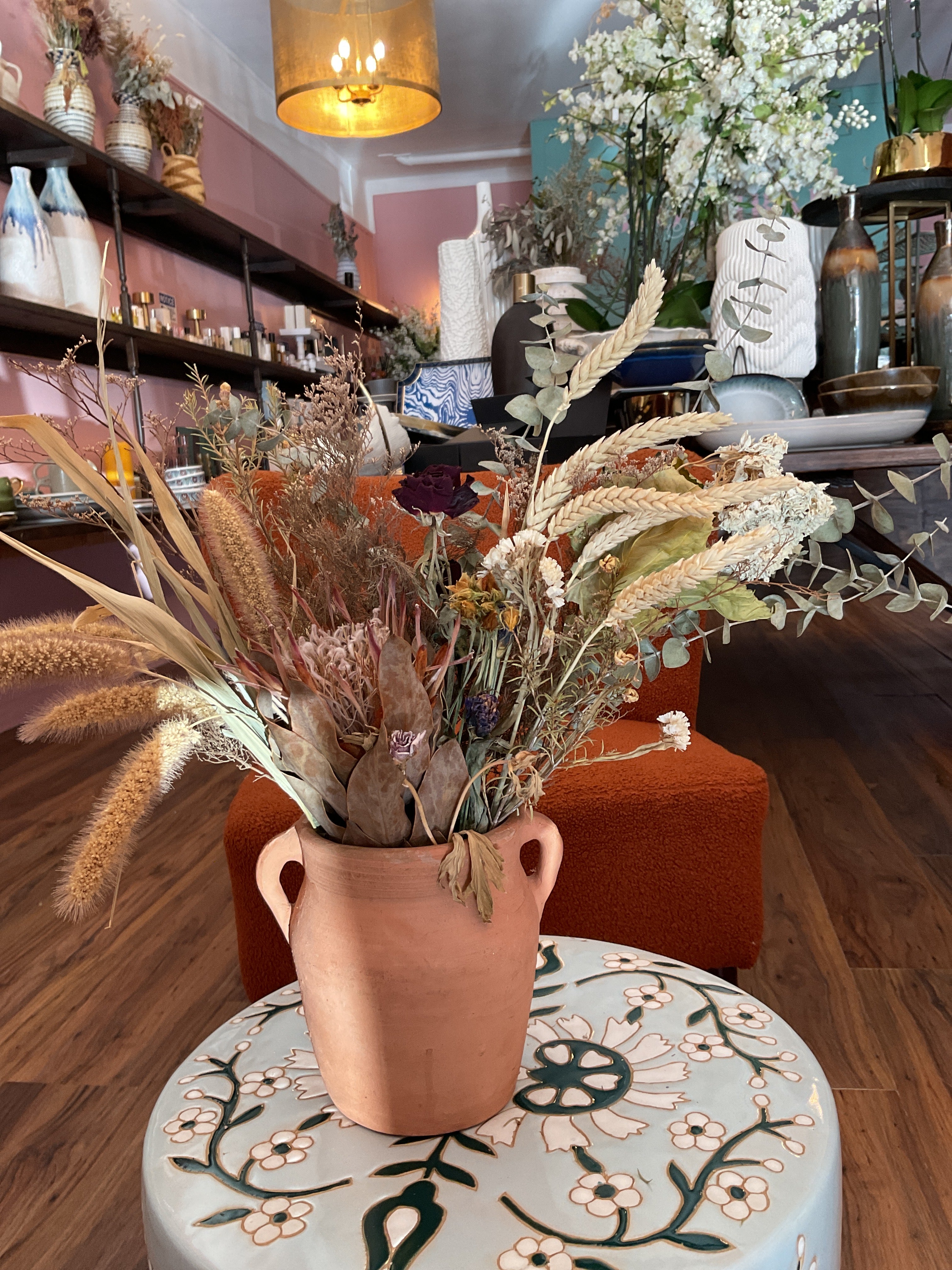 Dried Flowers in Terracotta Vase