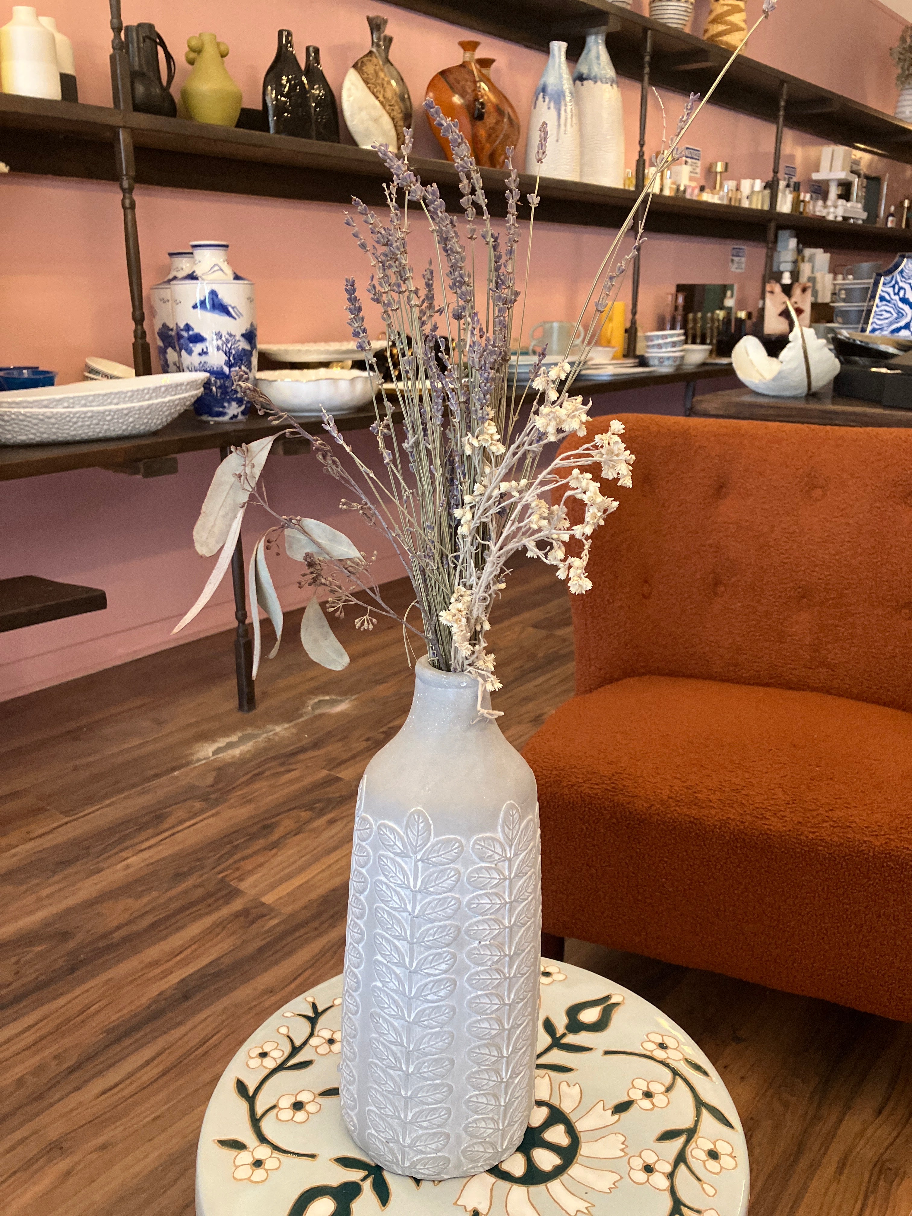 Dried Flowers in Gray Vase