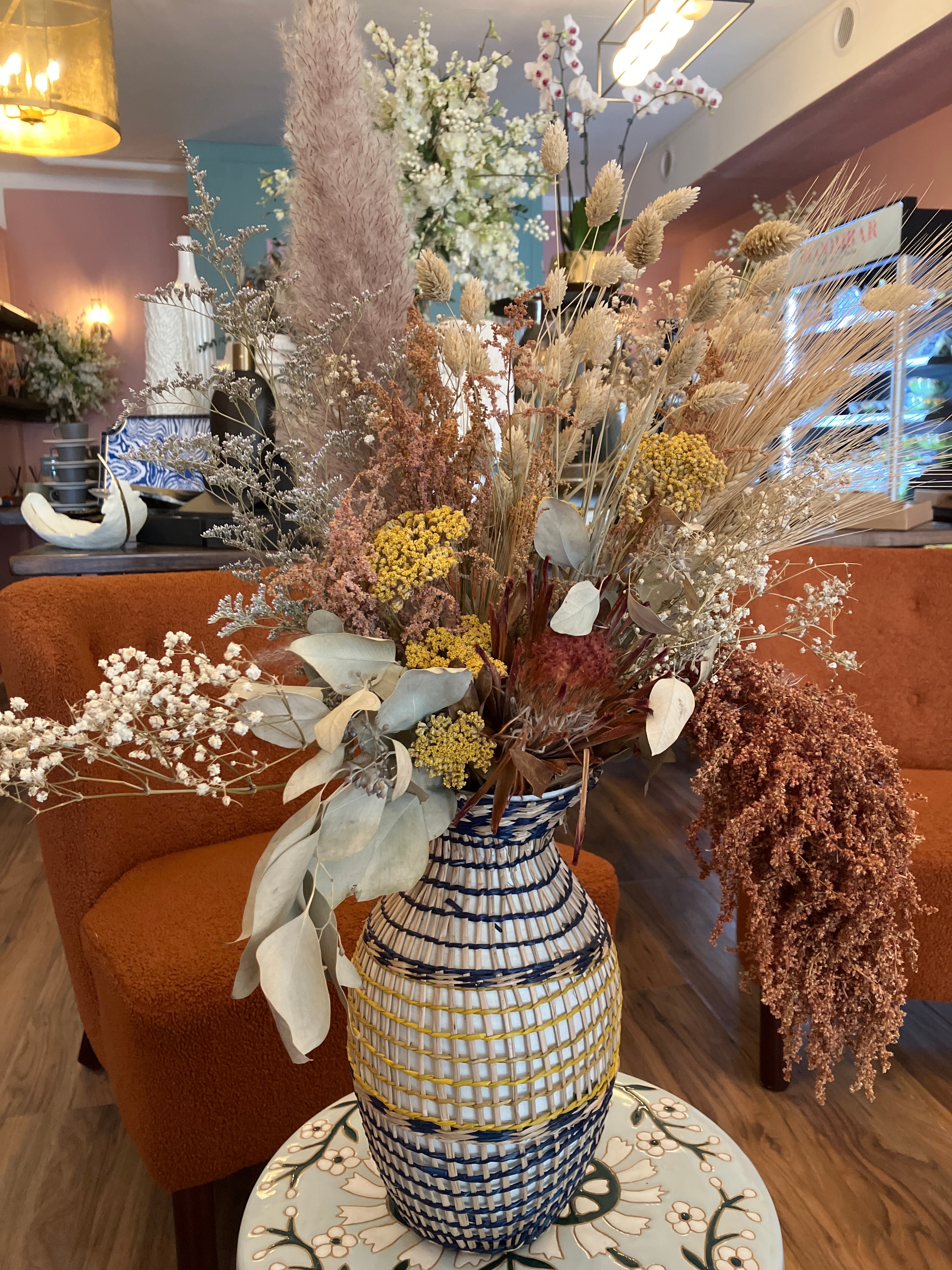 Dried Flowers in Woven Vase