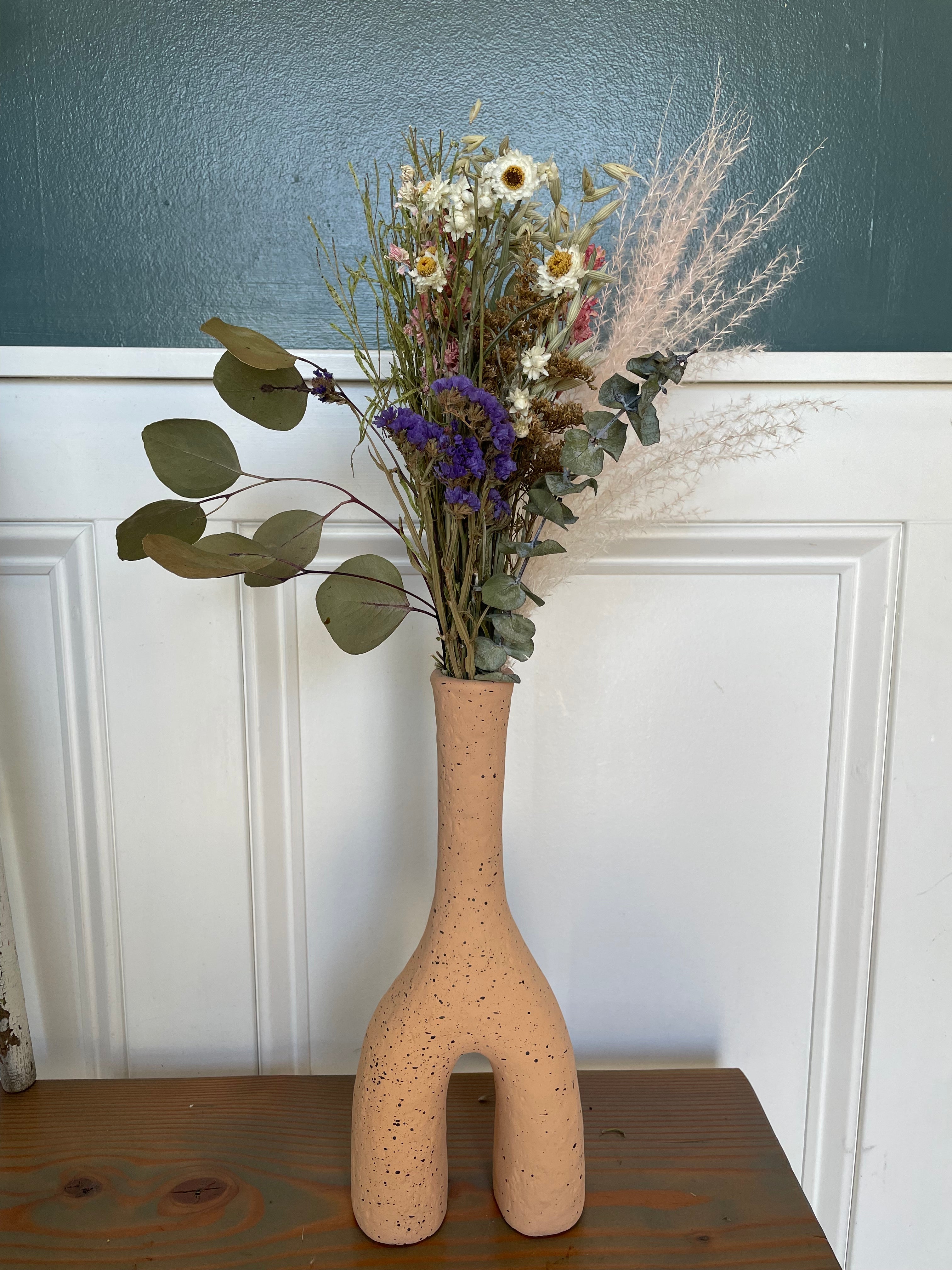 Dried Flowers in Ceramic Vase
