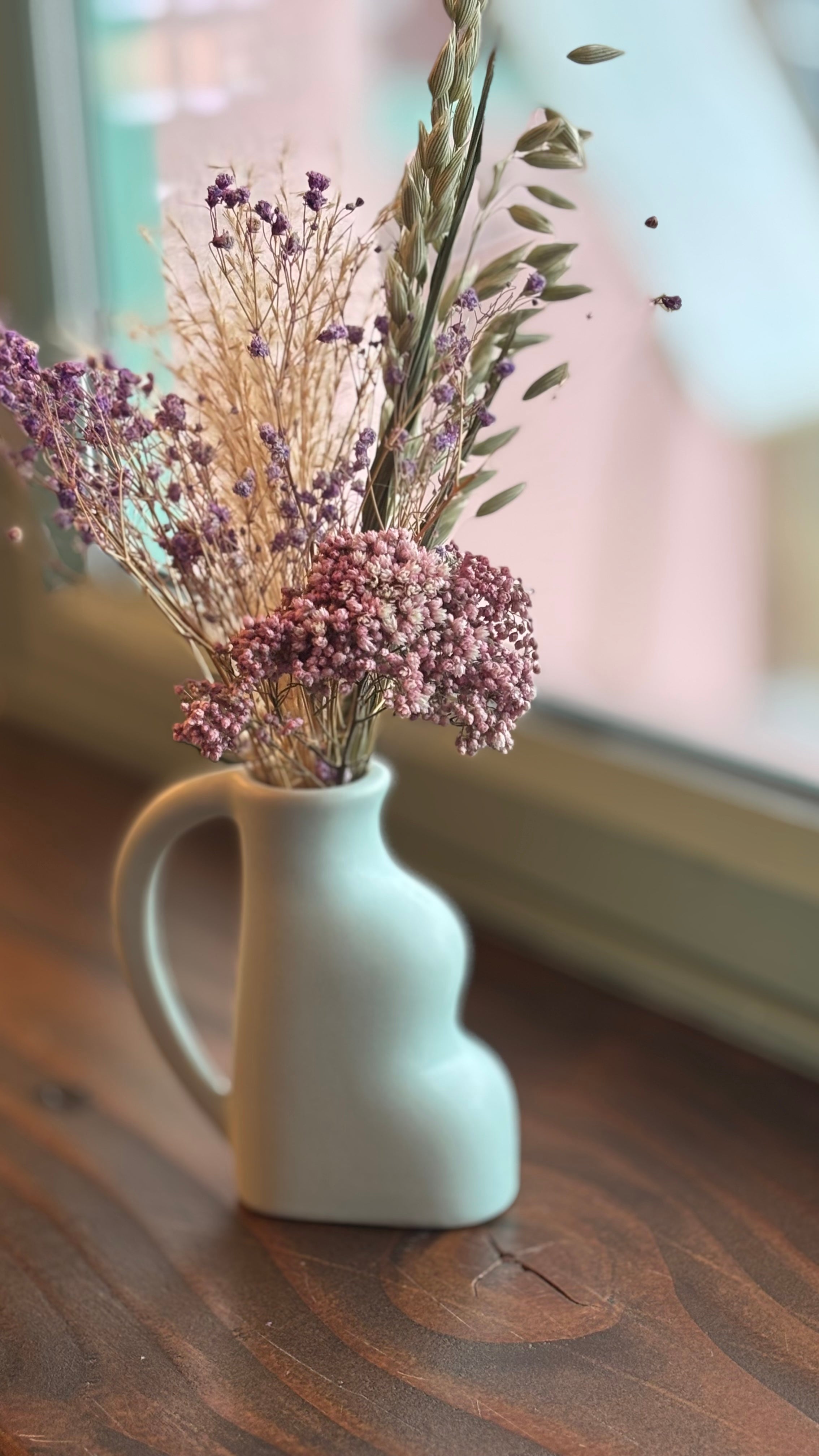 Dried Flowers in Bud Vase Light Blue 2