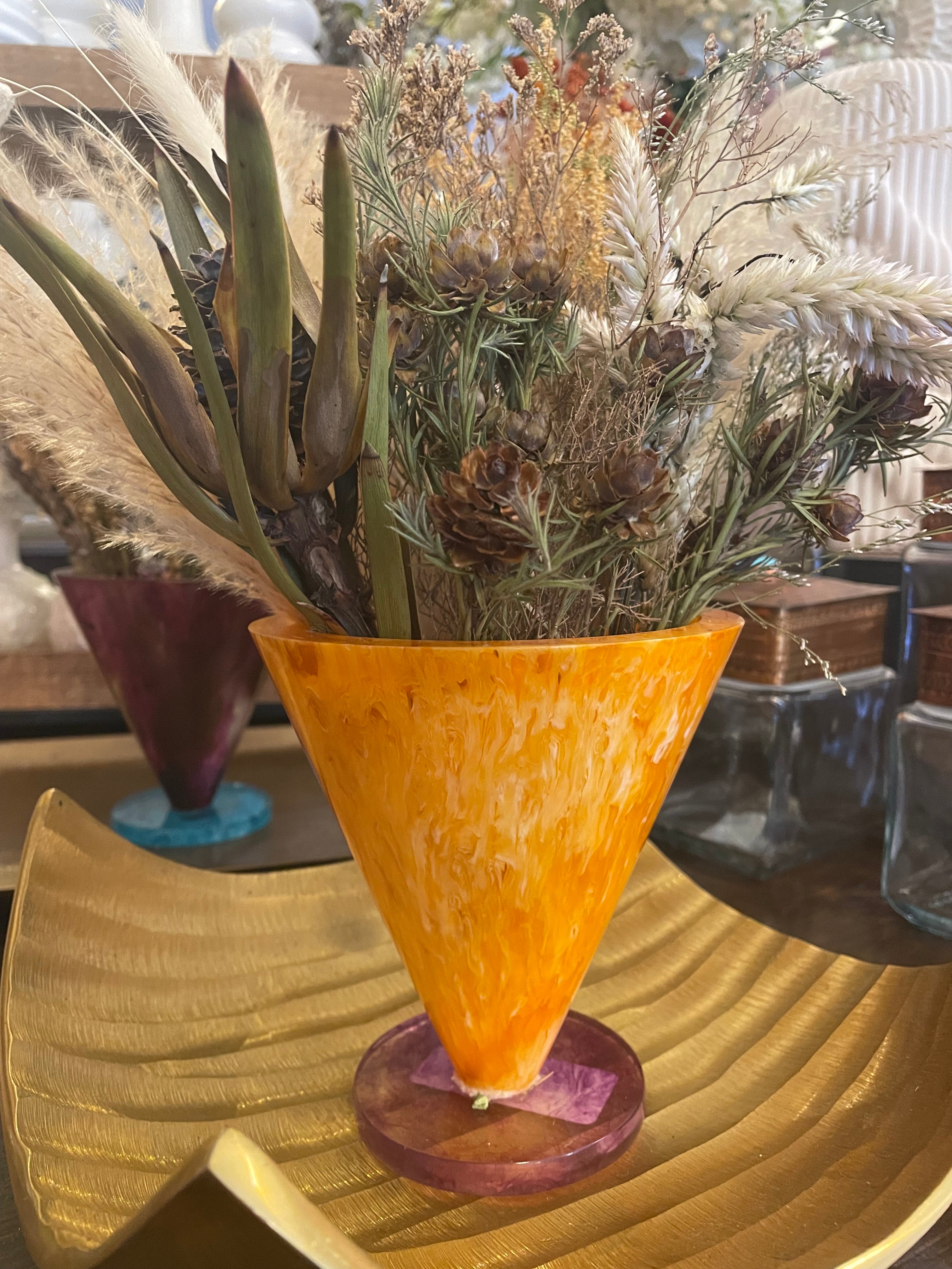 Dried Flowers in Resin Vase