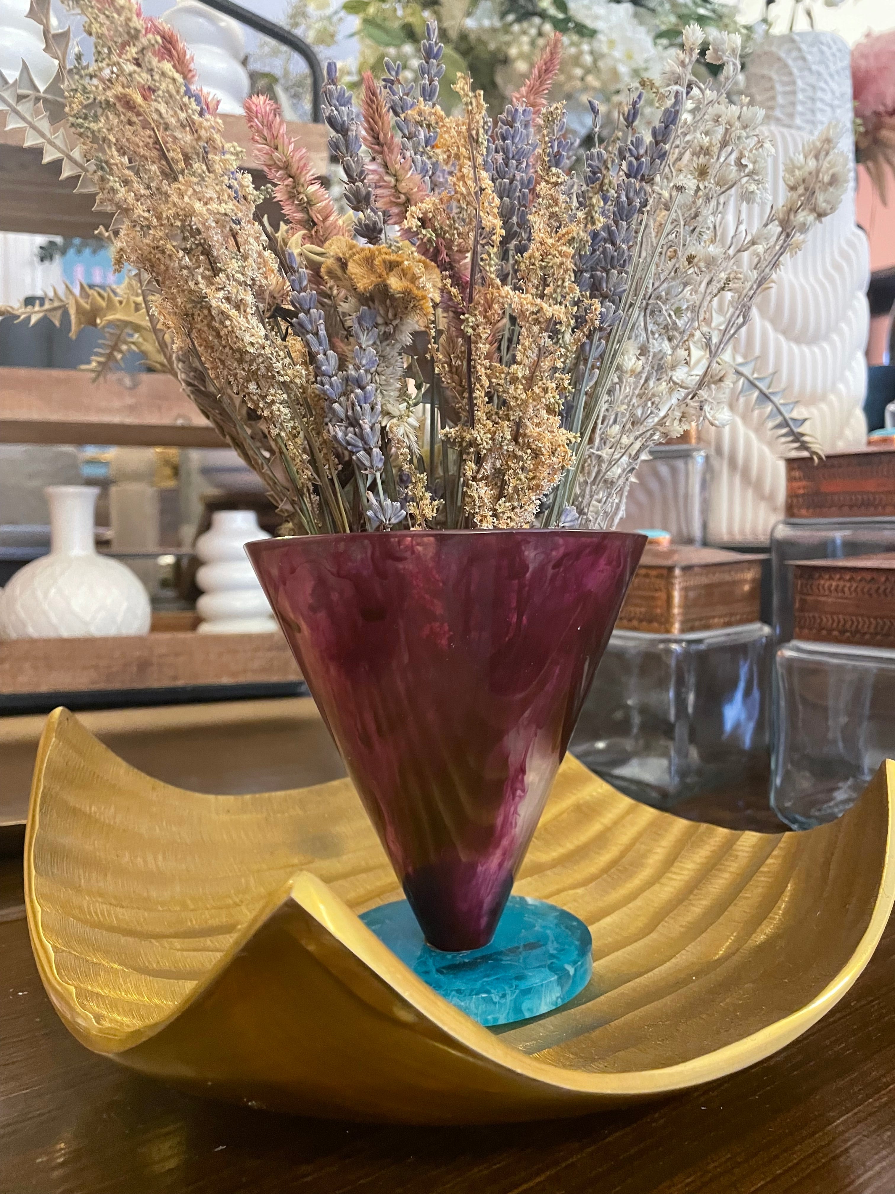 Dried Flowers in Resin Vase. Final Sale