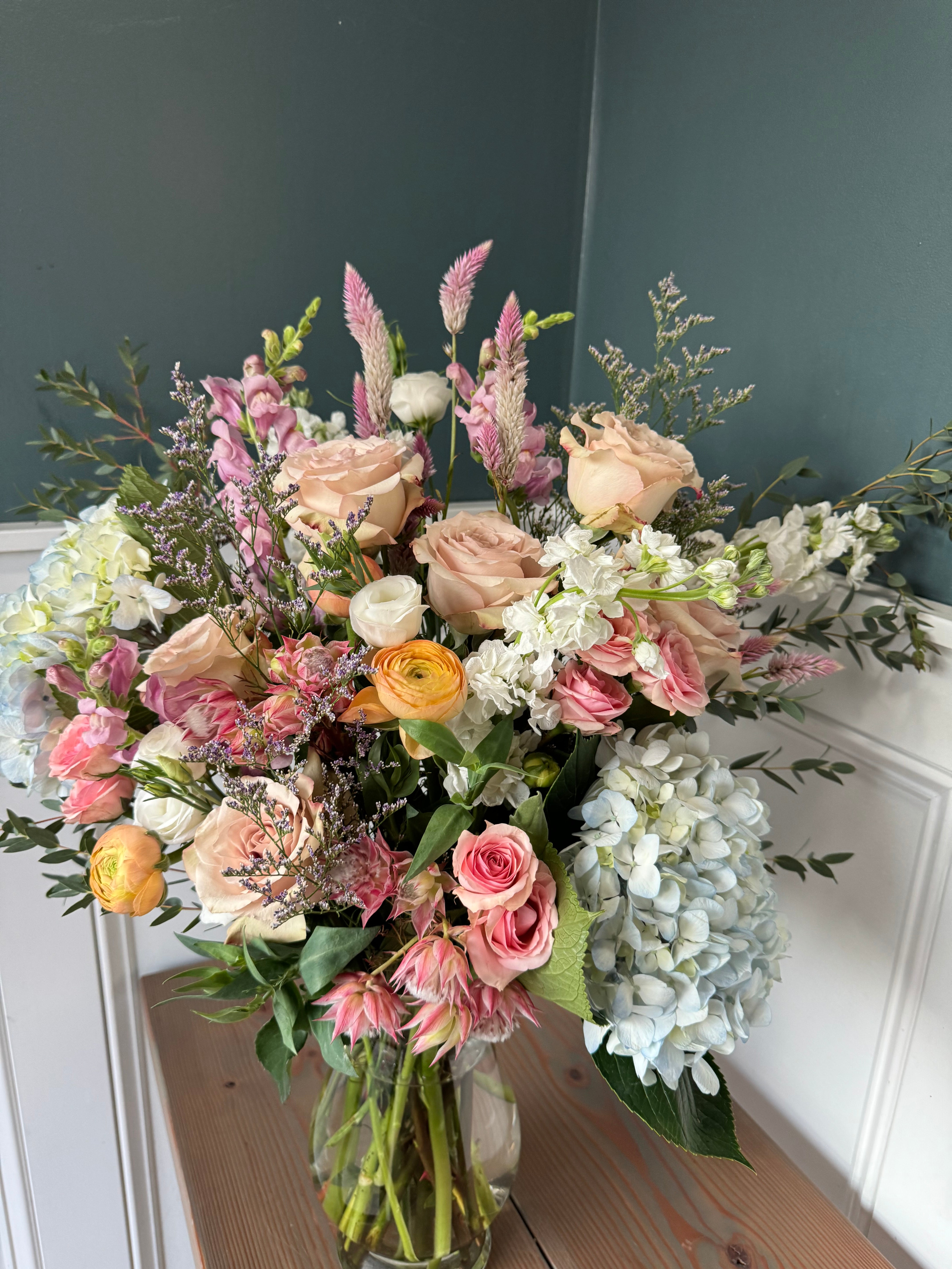 Holiday Arrangement in Vase:  The Bloom Bar Deluxe