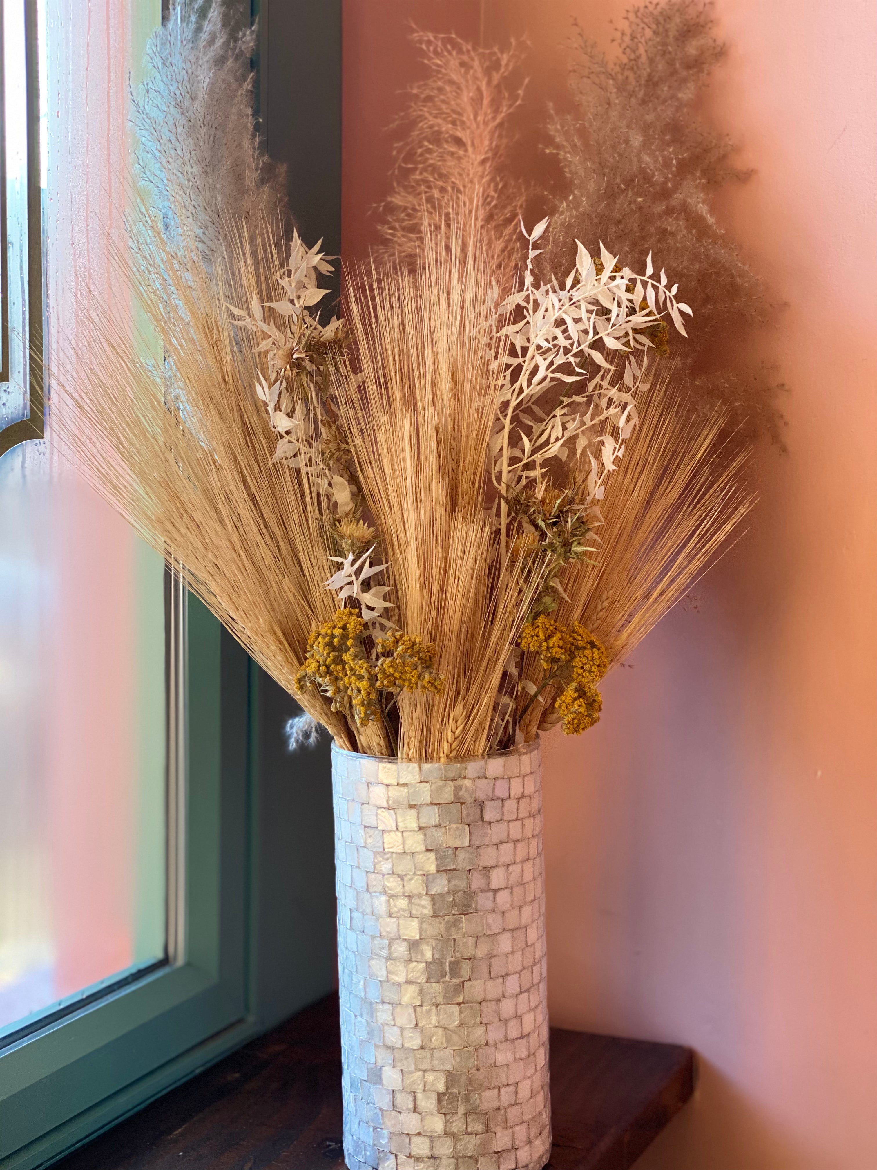 Dried Flowers in Pearl Vase