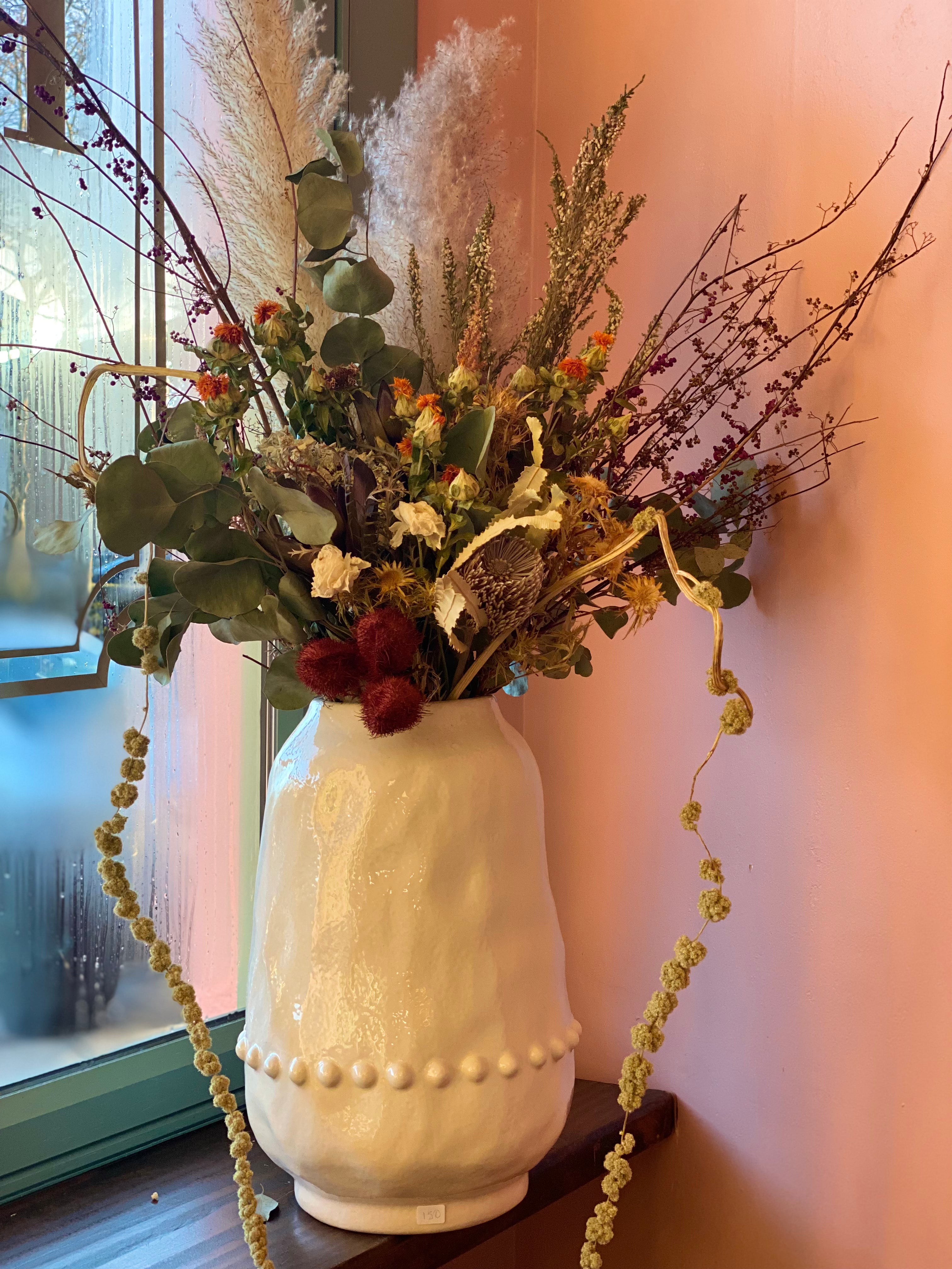 Dried Flowers in Creme Vase