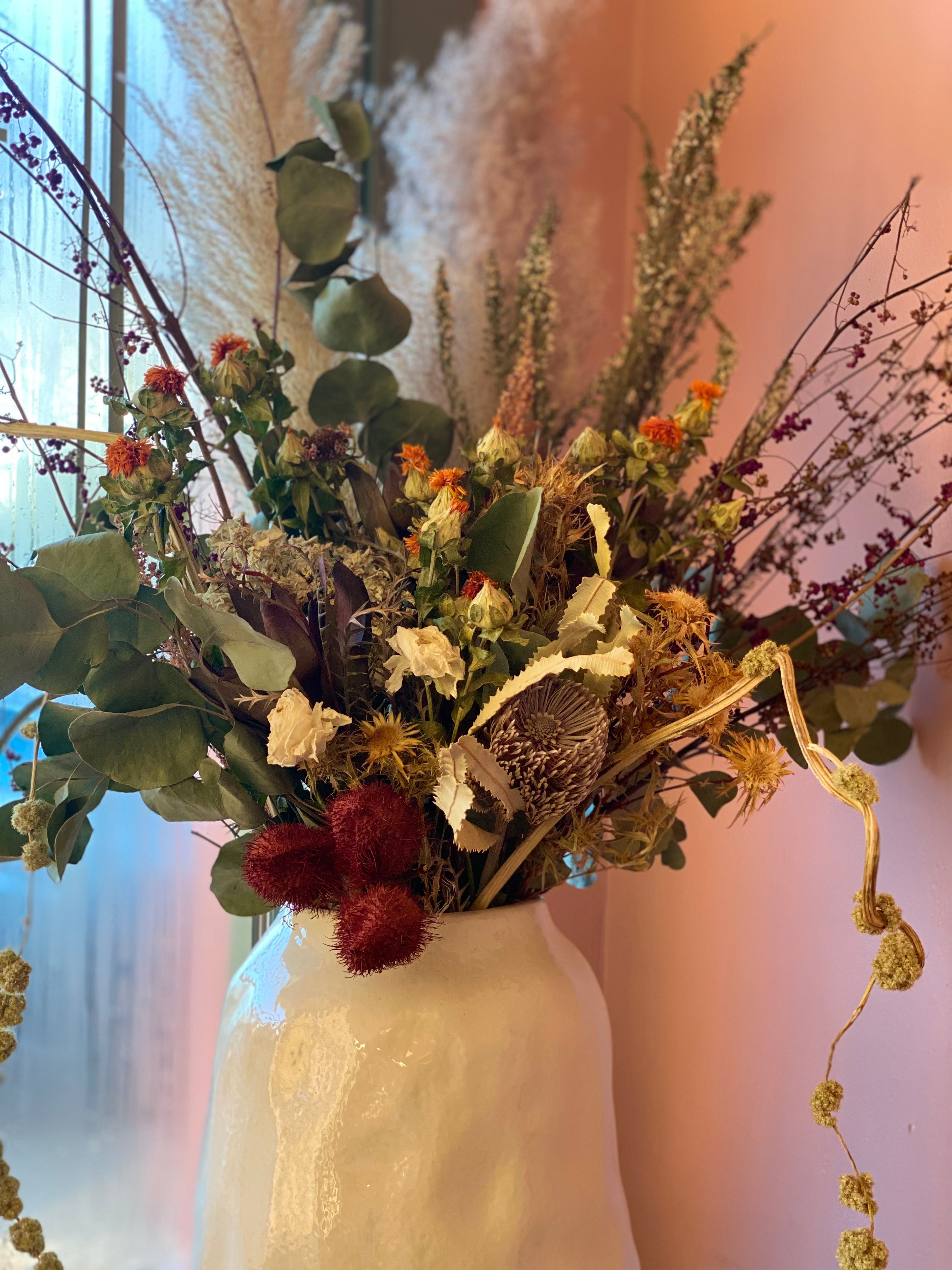 Dried Flowers in Creme Vase